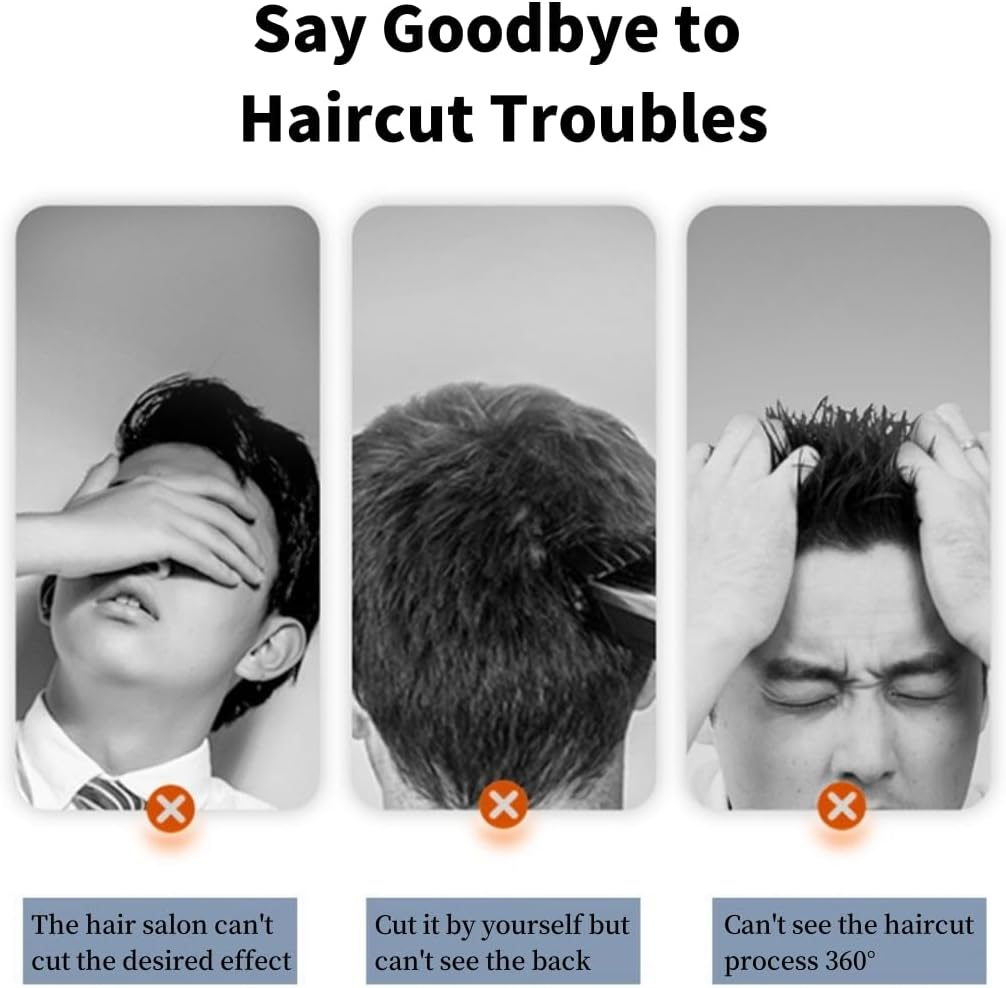 Musotica 3 Way Mirror with 10X Magnifying Mirror, Tri-Fold Mirror for Haircutting Shaving and Braiding, Height Adjustable Self Haircut Mirror image number 5