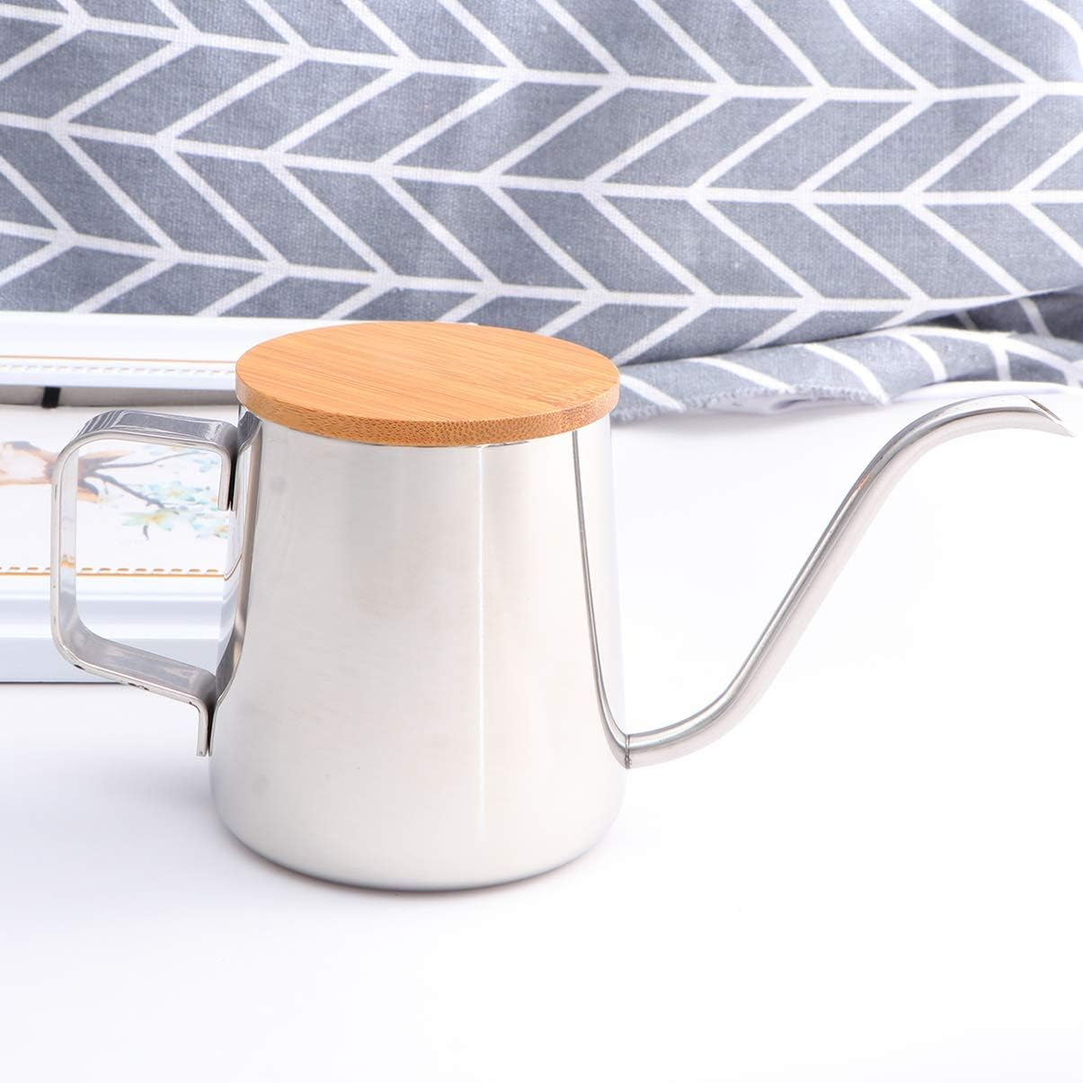 Cabilock Coffee Kettle Coffee Drip Pot Stainless Steel Kettle Small Coffee Maker Espresso Gooseneck Kettle Goose Neck Teapot Coffee Can Metal Coffee Pot Cover Dripping Pot Coffee Machine image number 5