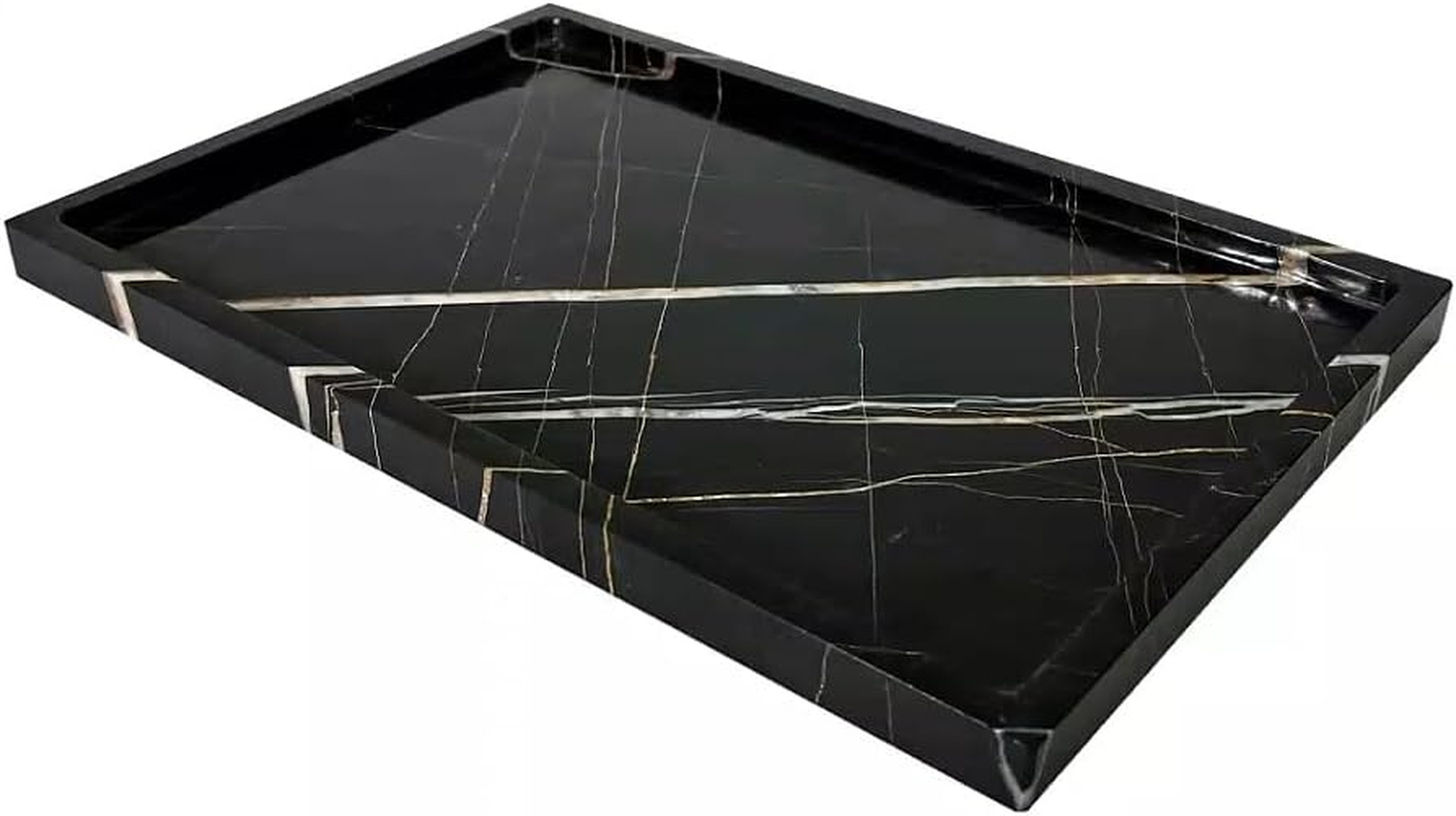 Real Luxurious Natural Marble Vanity Tray Genuine Storage for Home Decor Stone Bathroom/Kitchen/Vanity/Dresser Non-Resin
