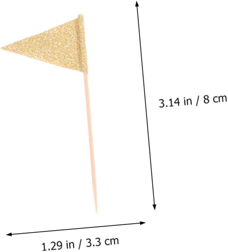 STOBAZA 15Pcs Glitter Small Triangle Flag Cake Toppers Year Party Annual Meeting Layout Cake Decoration Picks Dessert Insert for Boys and Girls Party Favours