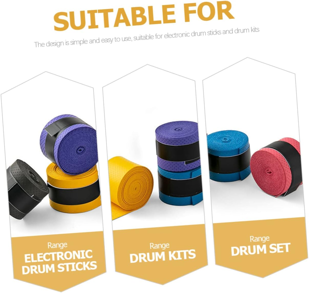 JOINPAYA 20Pcs Drum Stick Tapes: Drumstick Wrap Sweat-Absorbent Tape Non-Slip Sweatband Sweat Belts Drumstick Sweat Bands Wound Racket Water Shockproof Drum Percussion image number 2