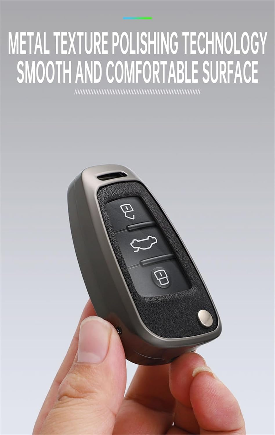 Ontto Metal Car Key Fob Cover Fit for Audi A1 A3 8P A4 A5 A6 C7 A7 S3 S7 S8 R8 Q2 Q3 Q5 Q7 Q8 SQ5 TT RS3 RS6 3 Buttons Flip Leather Key Case Shell Key Holder Keyring Keychain Accessories Black-Green