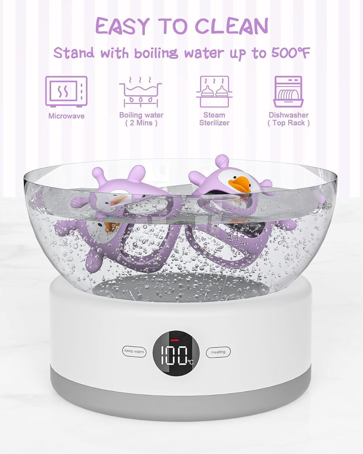 Yummy Baby Cute Duck Teething Mitten for Babies, Easy to Hold, No-Drop Design, Silicone Baby Teether Toys, Relief from Teething Pain, Nipple Shaped Duck Hands Comfort Gums (Magenta Purple) image number 3