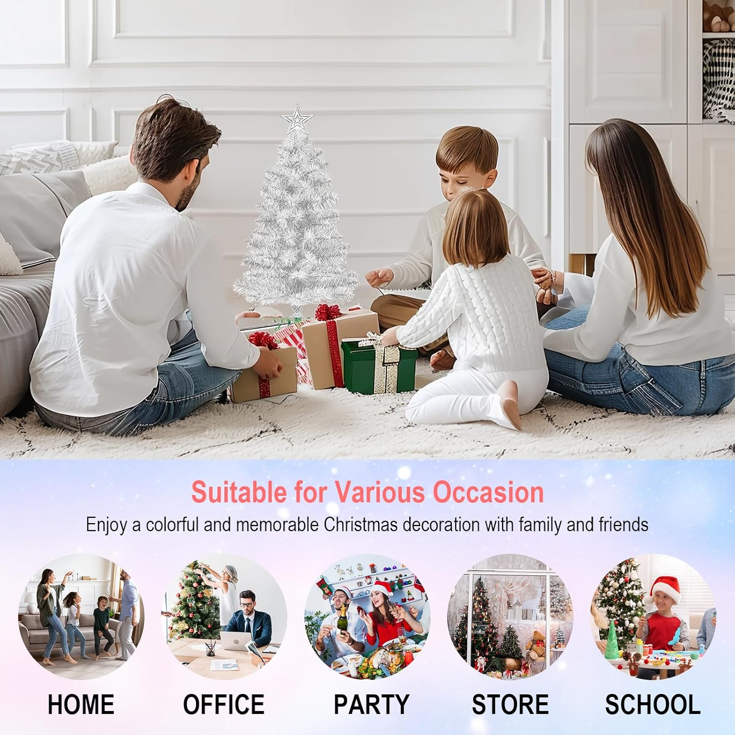 Mini White Christmas Tree Tabletop Premium Artificial 3Ft Small Christmas Tree for Home, Office, Indoor and Outdoor Decor,Holiday Decoration,Easy Assembly Metal Hinges & Foldable Base. image number 1