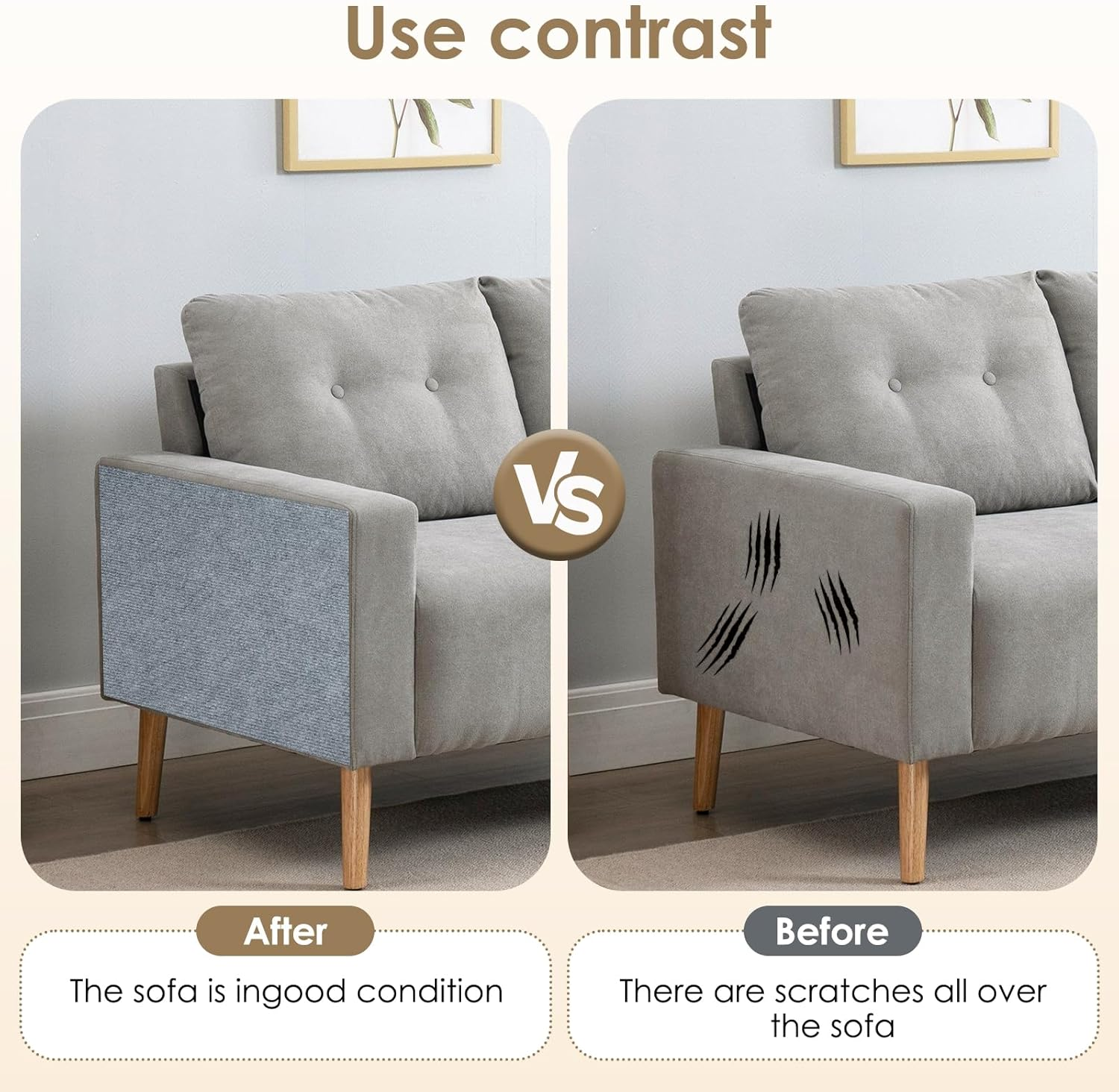 Babikeen Pack of 2 Self-Adhesive Scratching Mat, 200 Cm X 40 Cm, Self-Adhesive Scratching Mat, Cat Scratch Protection, Sofa Cat, DIY Scratching Board, Cat Scratching Mat, Cat Scratching Mat image number 4