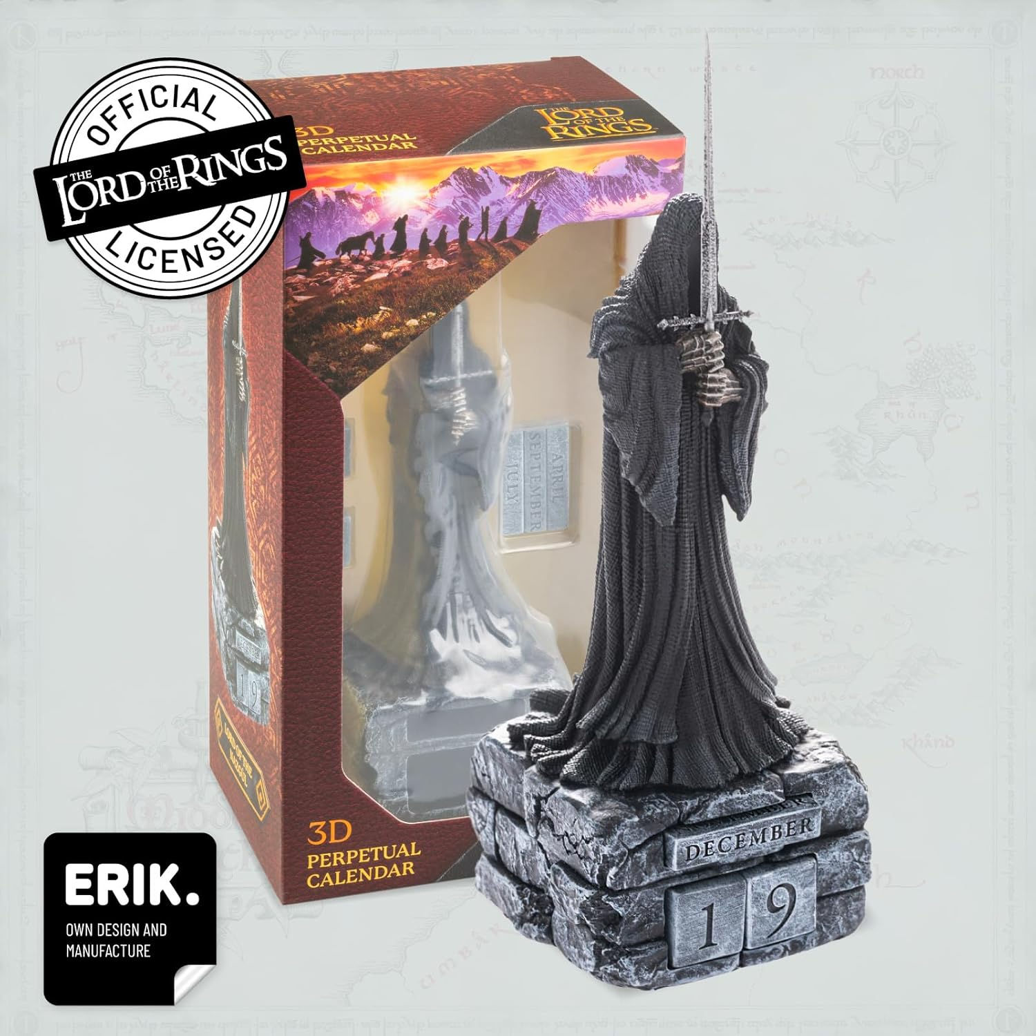 Grupo Erik the Lord of the Rings Eternal Calendar, Figure 3D Calendar, Desk Calendar for Standing, Permanent Calendar, Official Nazgul the Lord of the Rings Fan Article, Office Decoration image number 1