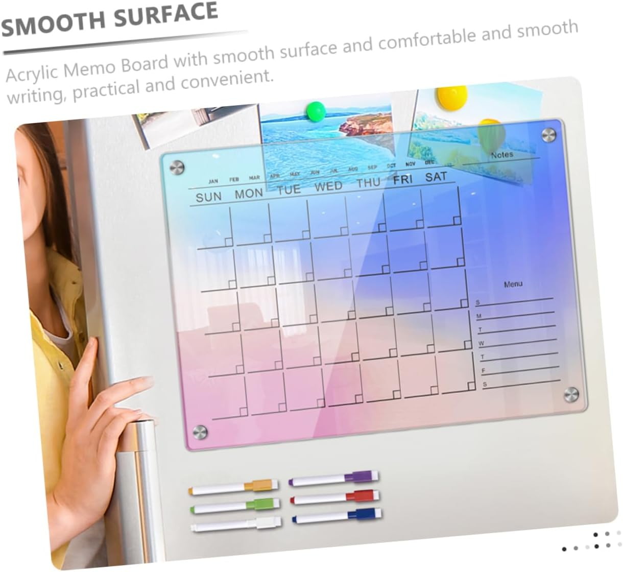 STOBOK Sturdy Acrylic Magnetic Fridge Calendar Dry Erase Board Wall Fridge Accessory image number 5