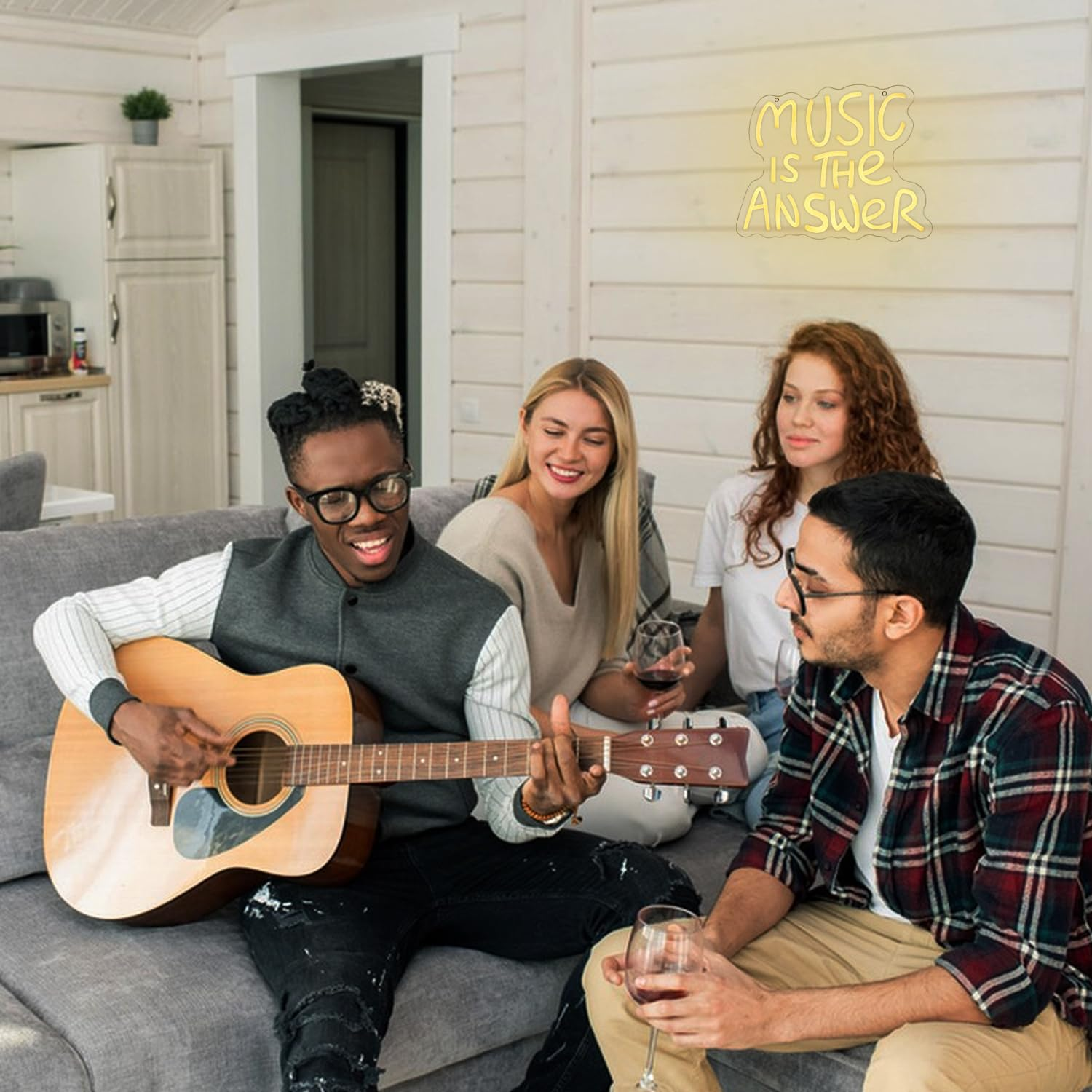 LMSIGNLY Music Is the Answer Neon Sign for Wall Decoration Warm White Neon Light Live Music LED Sign Music LED Letters for Studio Concert Bar Bedroom Party image number 1