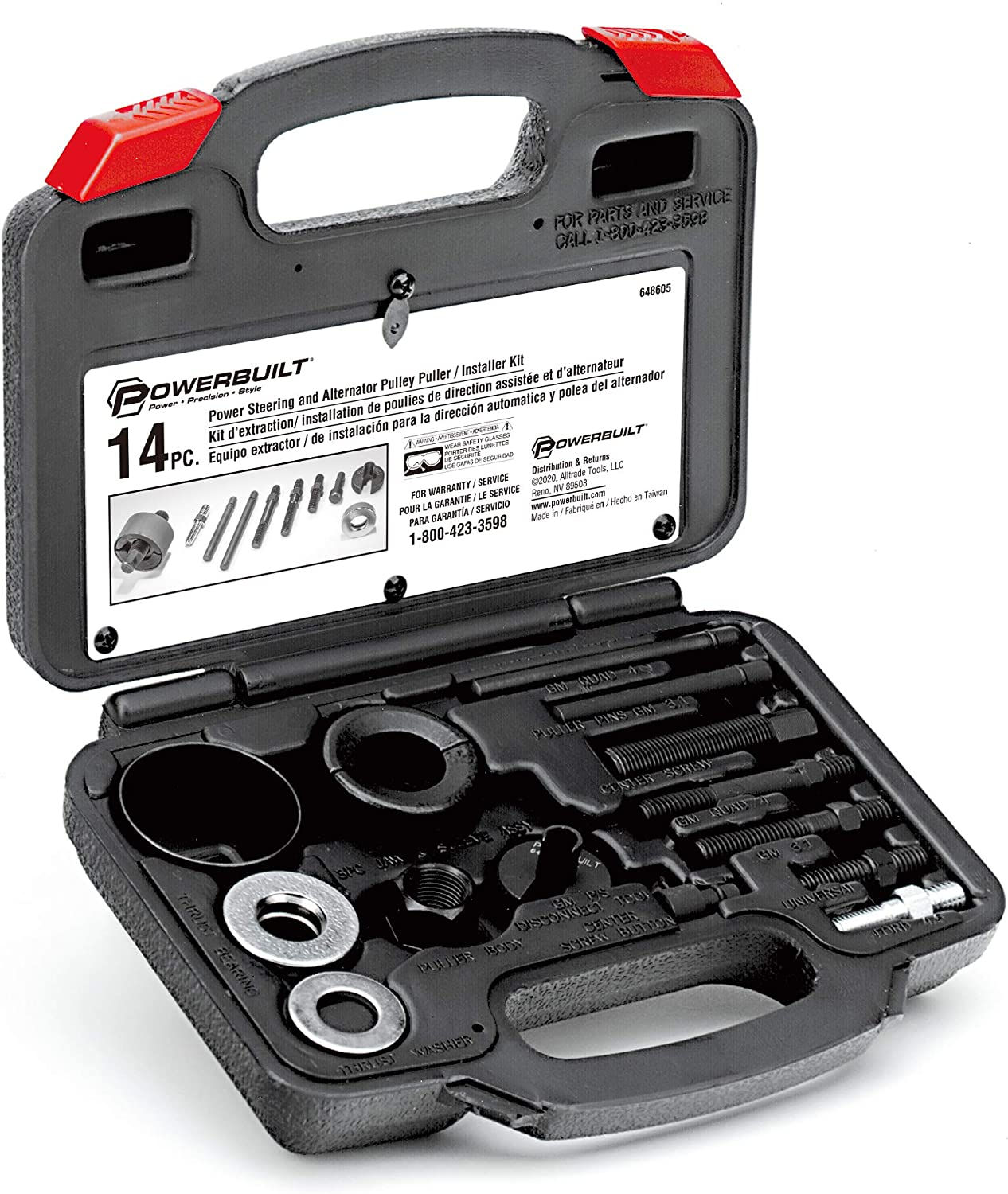 Alltrade 648605 Kit 20 Power Steering and Alternator Pulley Removal and Installation Tool Set image number 1
