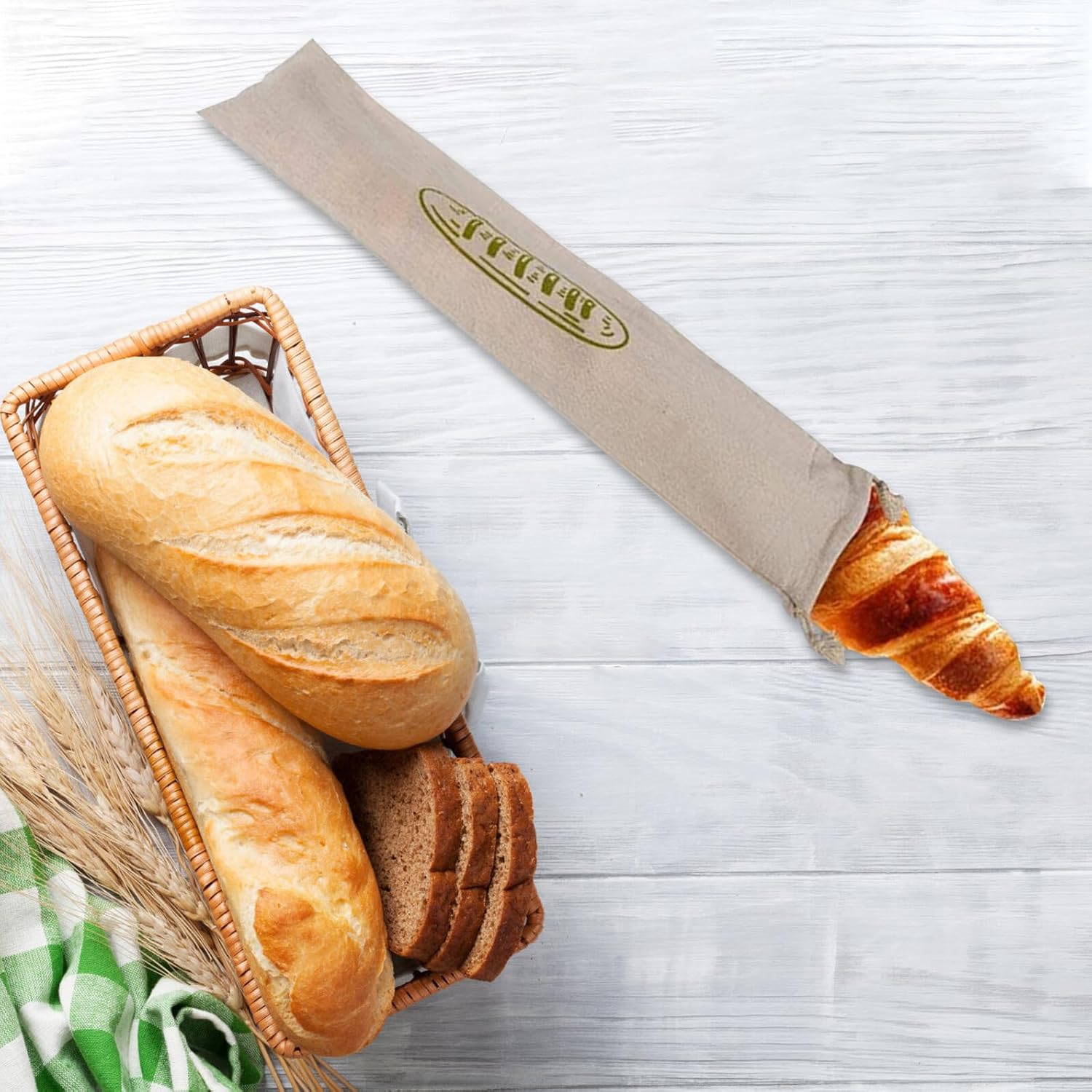 QUMIIRITY Organic Linen Bread Bag with Drawstring Closure Reusable Unbleached Cotton Storage Pouch for Homemade Bread Fruits Vegetables and Snacks Multipurpose Grocery Storage Bag