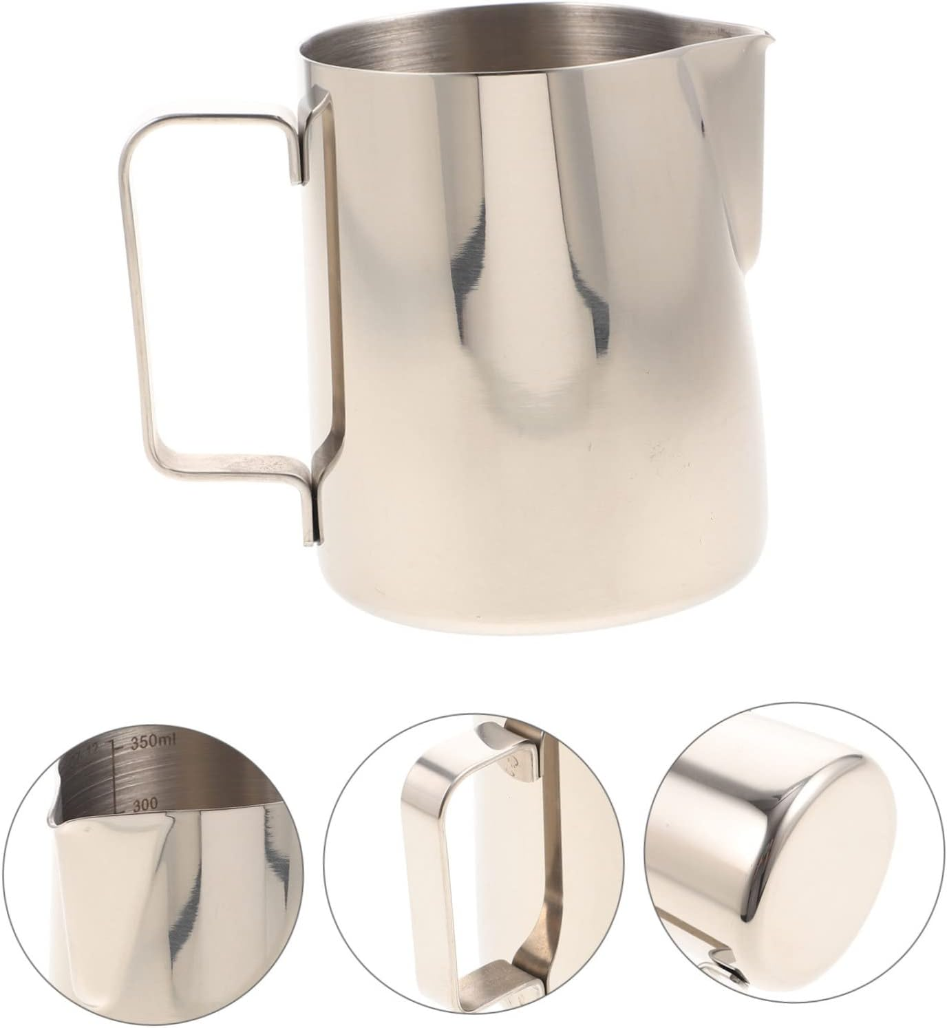 SECFOU Stainless Steel Handheld Milk Frothing Pitcher with Scale Convenient Kitchen Steaming Cup for Espresso Latte Cappuccino Art Comfortable Grip for Coffee and Milk Tea Lovers