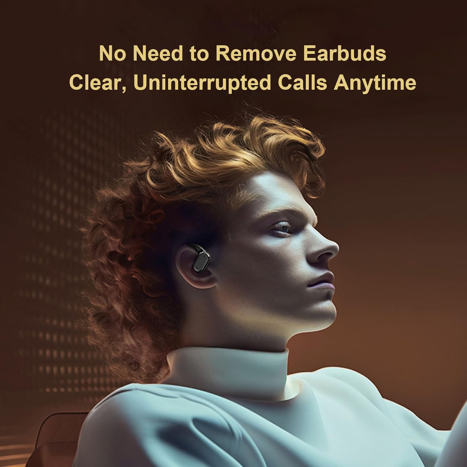 Pomya over Ear Headphones, Wireless Earhook Earbuds ENC Noise Cancellation, Hifi Sound Bluetooth Earphones 60H Playtime for Sports Meeting Workout (Black) image number 3