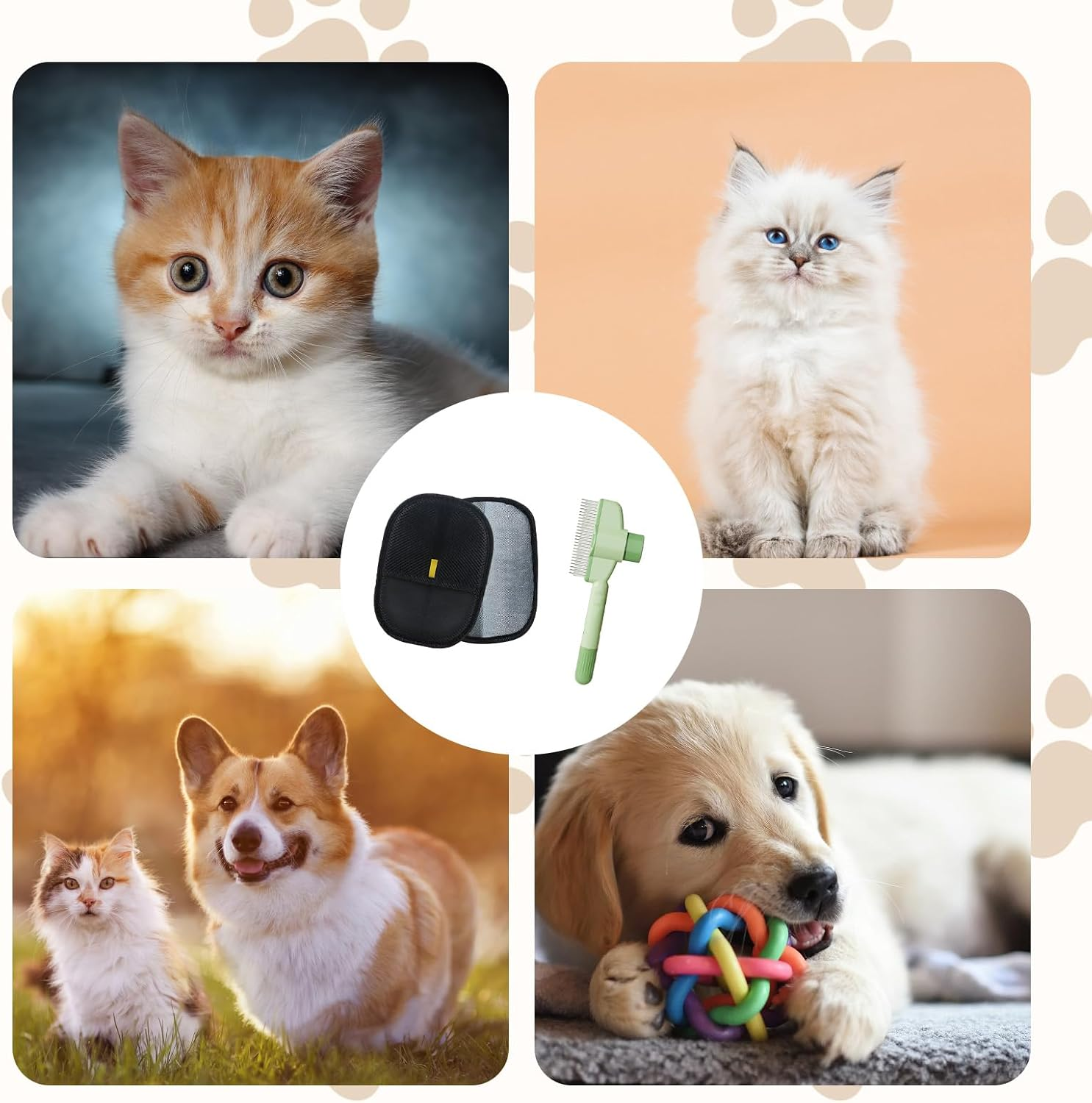 2PCS Pet Hair Remover Glove with Comb, Electrostatic Pet Hair Removal Glove for Dog Cat Grooming, Furniture and Car Seat Cleaning, Black Deshedding Gloves with Green Comb, Dog Washing Gloves image number 6