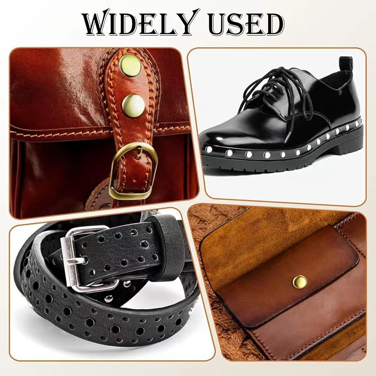 240 Sets of Leather Rivets with Punch Pliers and Fixing Tools,Leather Rivets Double Cap Rivets Tubular Metal Rivets Leather Rivets Bag,Clothing,Shoes,Leather Craft (4 Colors and 3 Sizes)