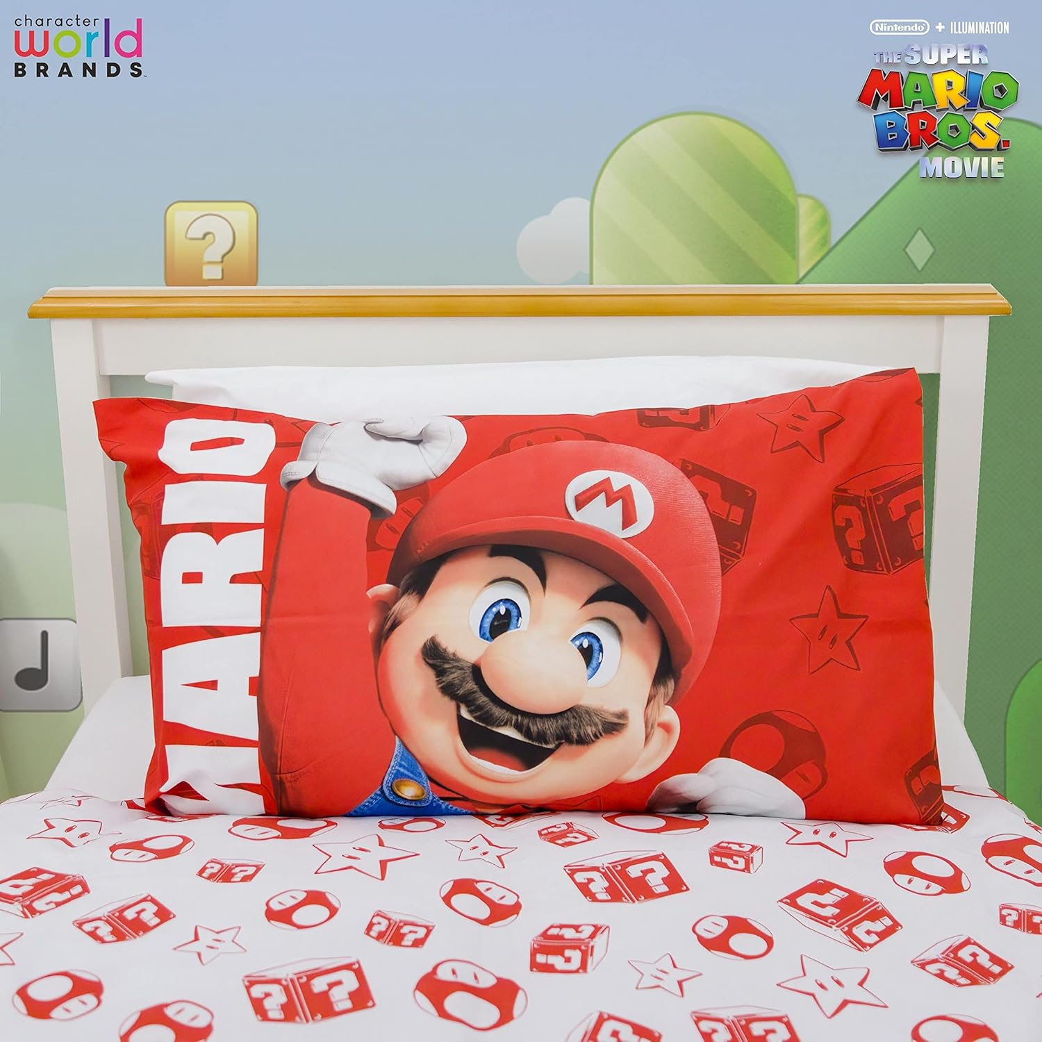 Character World Nintendo Super Mario Movie Official Single Childs Duvet Cover Set | Jump Design Reversible 2 Sided Bedding Including Matching Pillow Case Brands Single Bed Set | Polycotton image number 6
