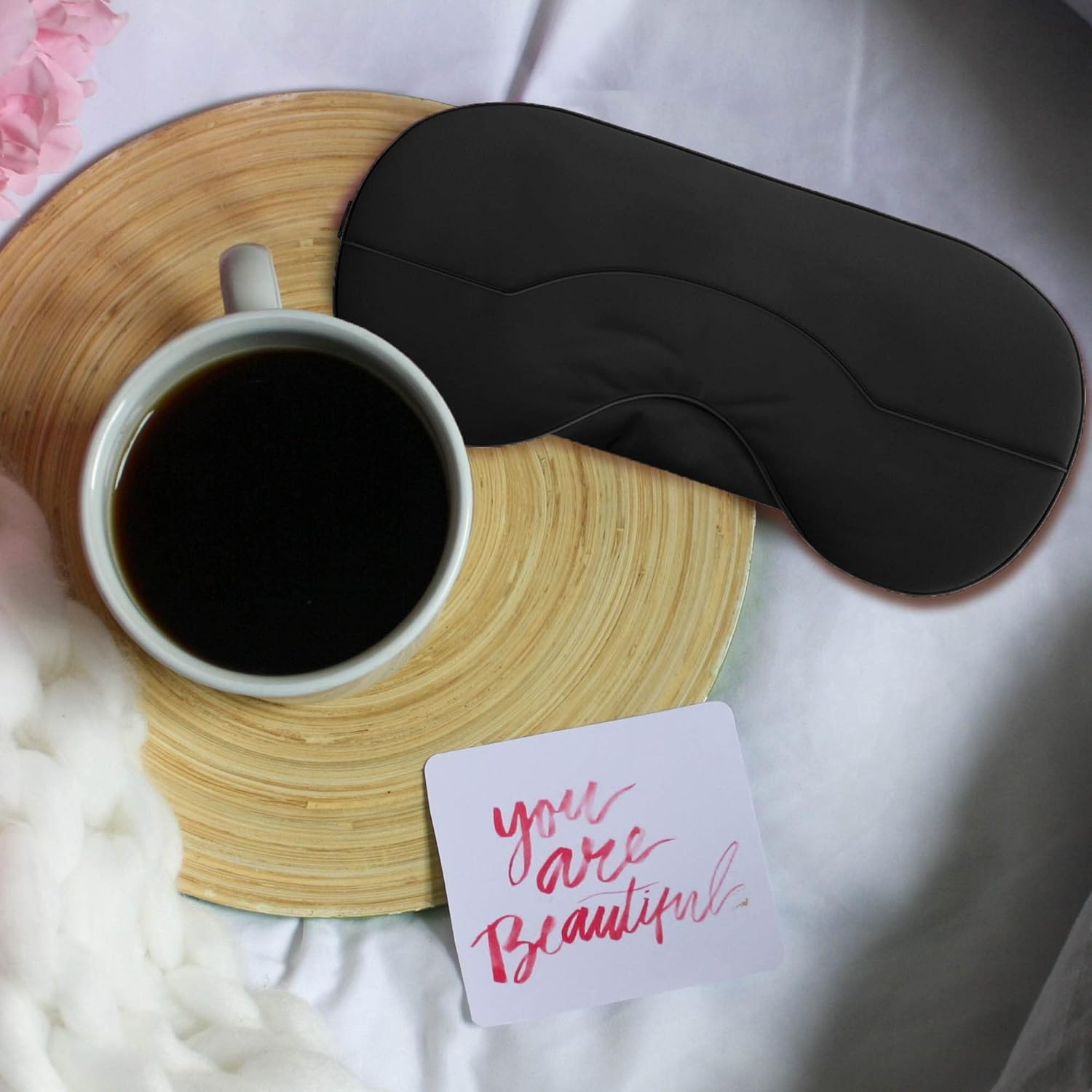 Silk Eye Mask, Eye Mask for Sleeping, Blindfold, Super Soft Sleep Masks for Women & Men with Adjustable Straps, Sleeping Mask, Blackout Sleep Mask &ndash; Black - Black Silk image number 6