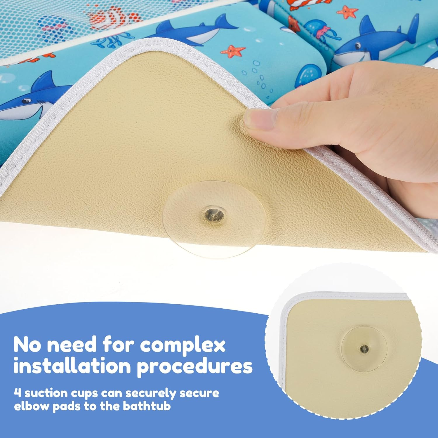 2Pcs Bath Kneeler and Elbow Rest Pad Set with 4 Organizer Pockets, Bathtub Kneeler Pad, Comfortable Non-Slip Kneeling Mat Cushion for Toddler Bathroom image number 4