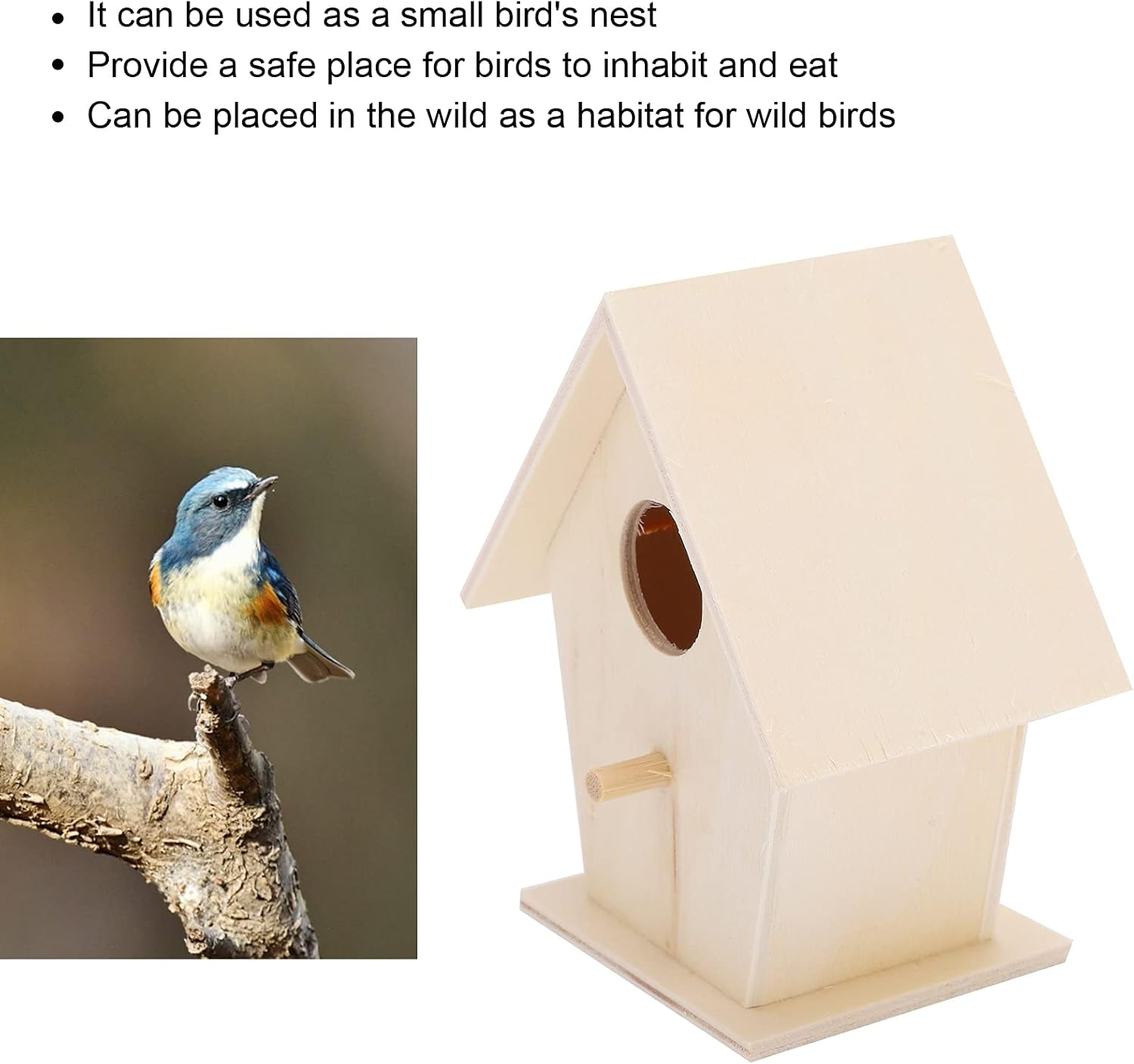 Wooden Bird House, Mini Outdoor Hanging Birdhouse Bird Nesting Box Garden Balcony Courtyard Ornaments, Birds Nests for Parrots Sparrow and Hummingbird(S) image number 6