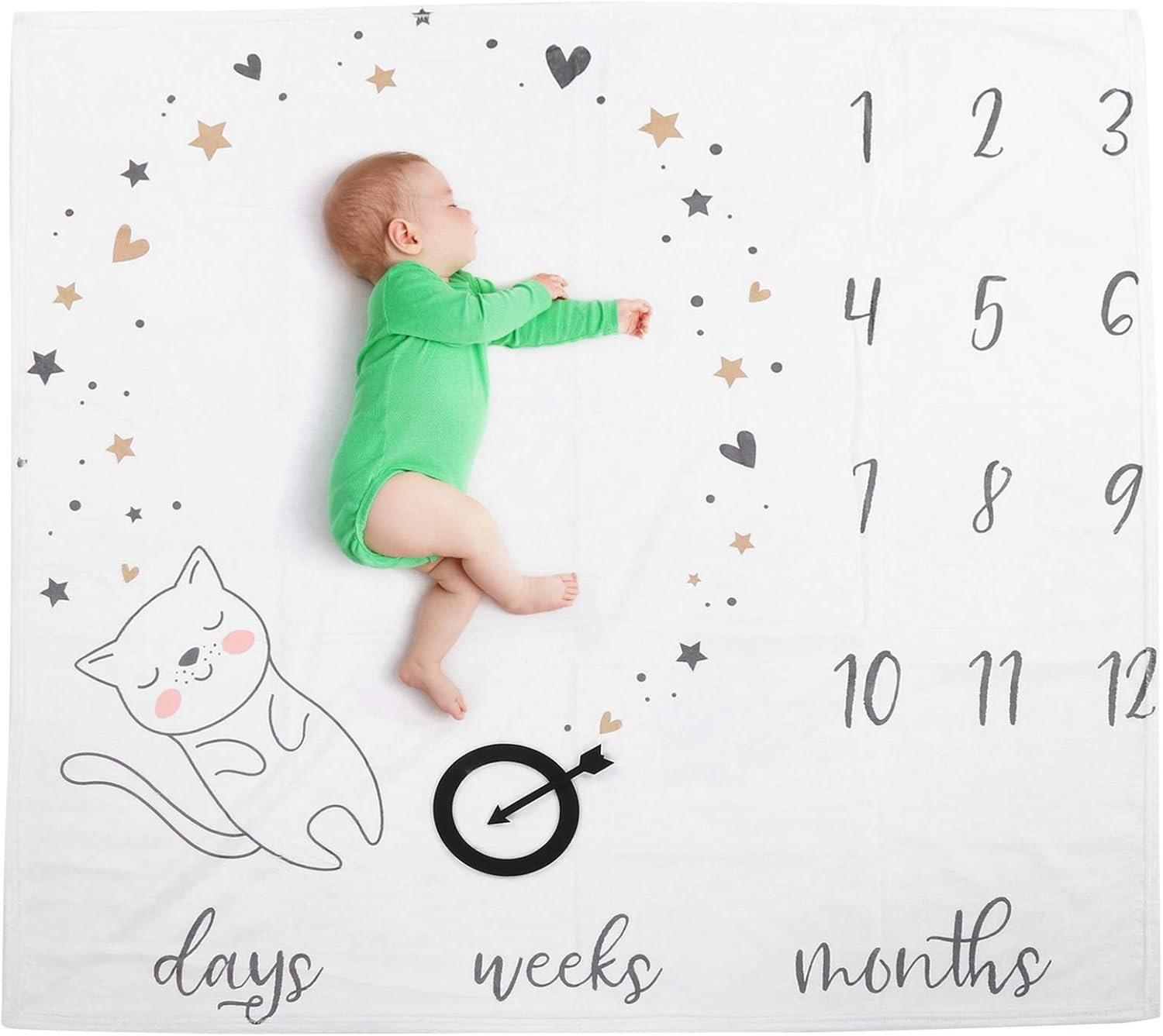 Baby'S Growth Table Coverage - Monthly Carefully Designed Baby Coverage - Multifunctional Shower for Photography, Crawl, Sweet Picnic in the Skin of (Cat Numbers)