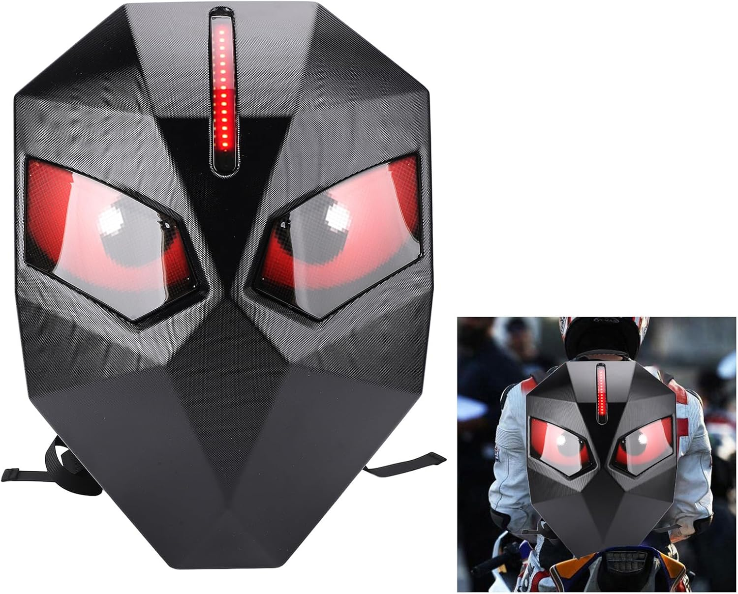 LED Motorcycle Backpack, Waterproof Hard Shell LED Backpack with Programmable Full Color Screen, Large Capacity Laptop Backpack, Knight Backpack for Travelling, Camping, Cycling image number 2