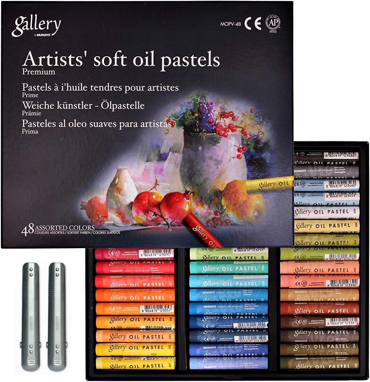 Mungyo [ Gallery] Non Toxic Soft Oil Pastels Set of 48 Assorted Colors, Bundle with 2 Pastel Holders for Artist and Professionals image number 3