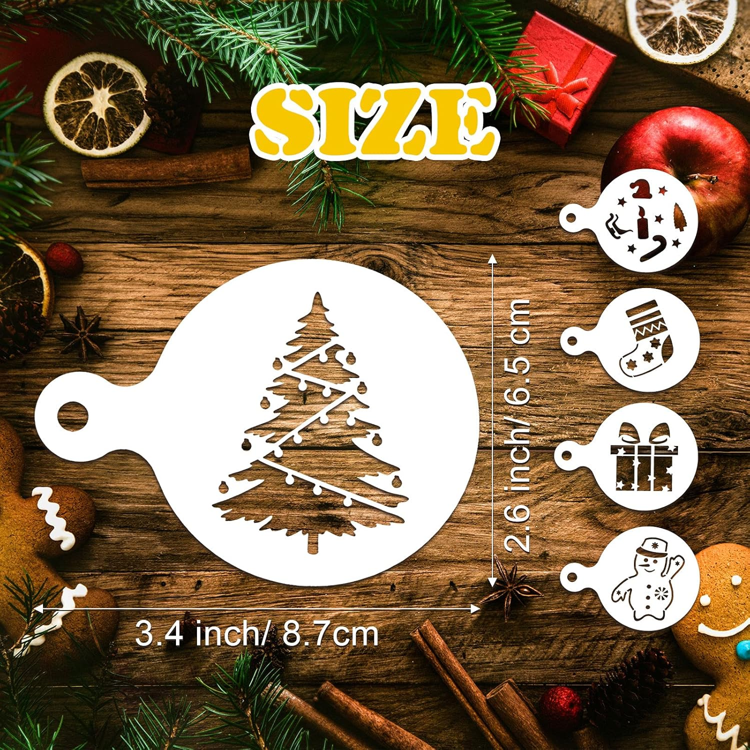 30 Pieces Christmas Cookie Stencils Templates Decorations Christmas Coffee Baking Painting Mold Tools Plastic Cookie Coffee Decorating Stencils Reusable Xmas Baking Tools for Christmas Baking DIY image number 6