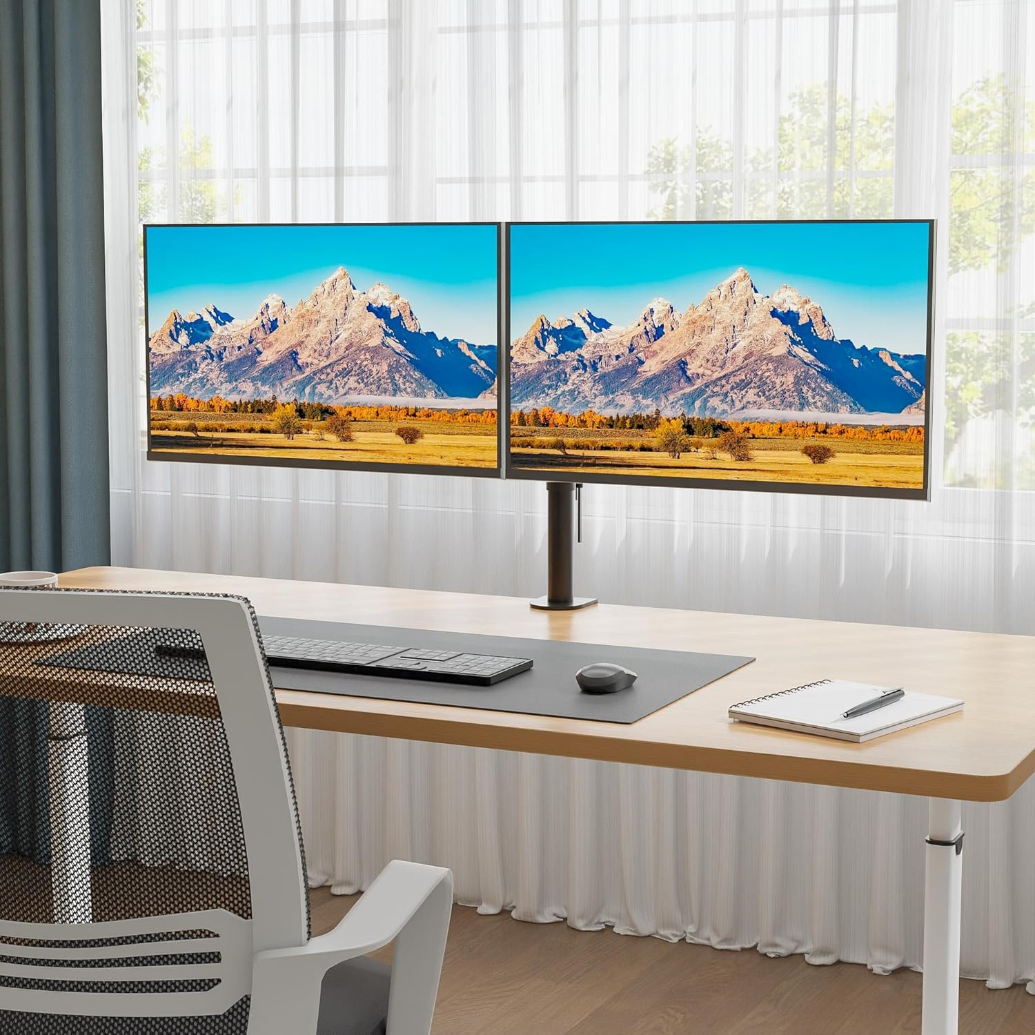 BONTEC Dual Monitor Mount for 13-27 Inch LCD LED PC Screens, Ergonomic Dual Monitor Stand for Desks, Height Adjustable Dual Monitor Arm Bracket Tilt 90&deg; Swivel 180&deg; Rotate 360&deg;, VESA 75/100Mm image number 6