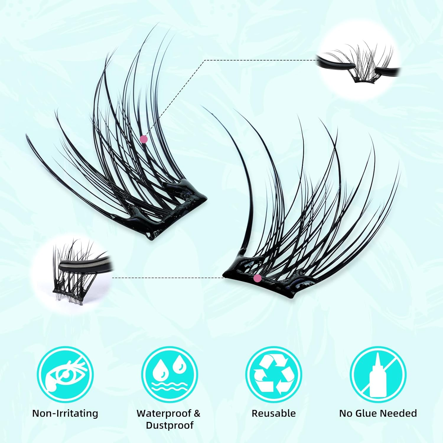 Self Adhesive Lash Clusters 120PCS Self Adhesive Eyelashes Natural C Curl 8-16Mm,No Lash Glue Needed,Impress Lashes Wide Stem Self-Adhesive Thin Lash Extension image number 3