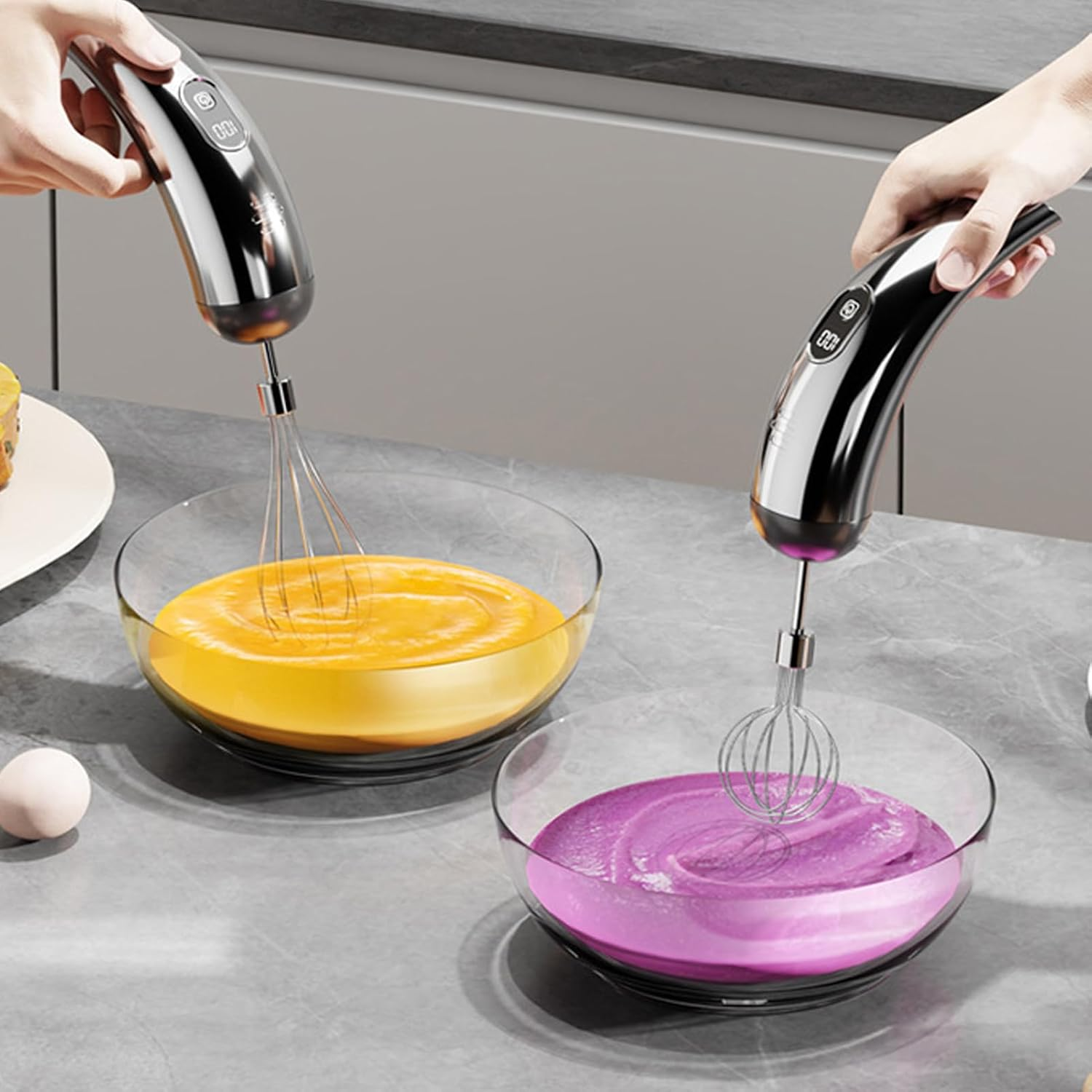 Handheld Mixer - Stainless Steel 5 Adjustable Speed - Electric Hand Blender,For Cooking Baking Cake Dough Cream Batter Food Drink Home - Silver Black image number 5