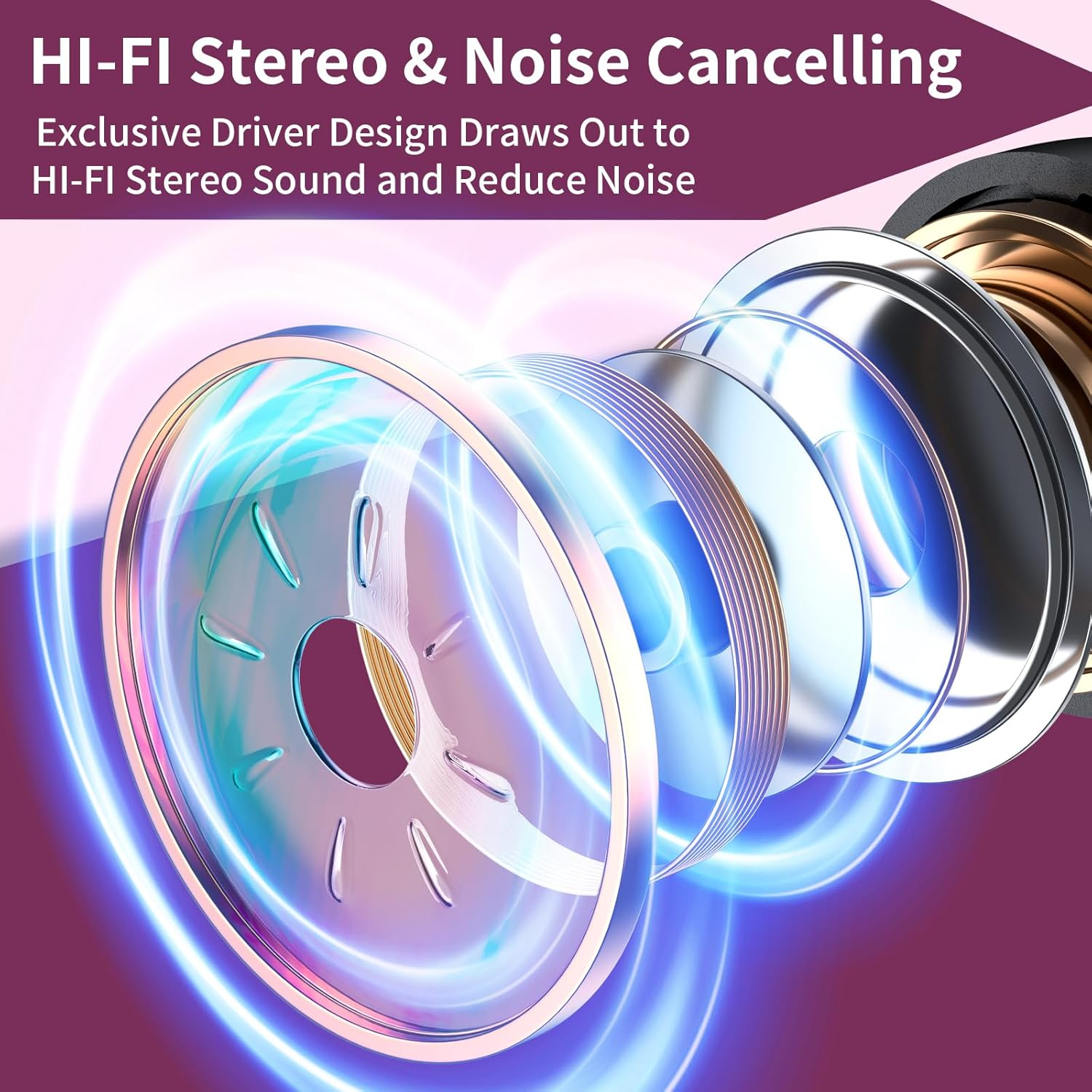 APPINESSEY Bluetooth Headphones Retractable Neckband, Bluetooth Headset with Microphone Vibration Call, Stereo Noise Cancelling Earphones for Workout Sports Driving (Black Pink) - Black Blue image number 7