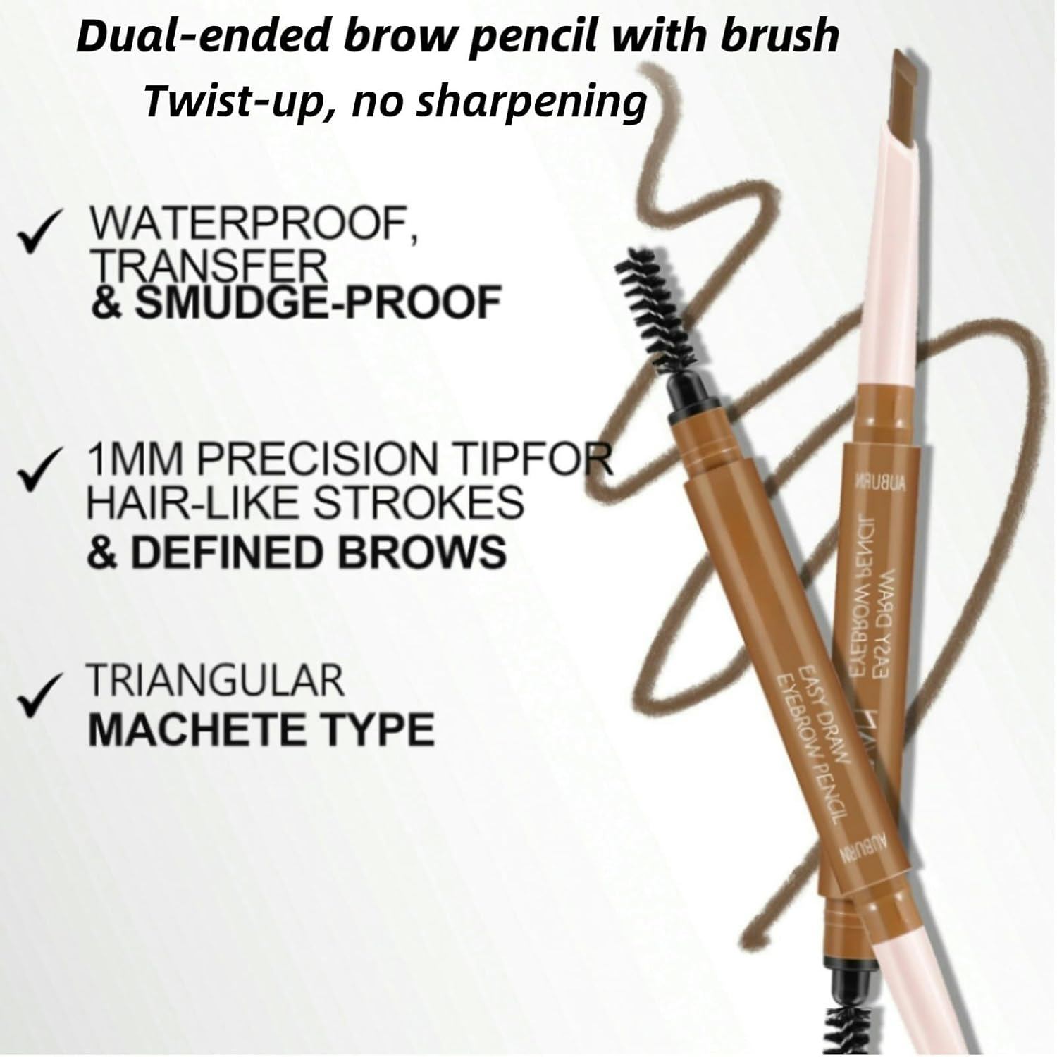 Okerker Brown Dual-Ended Eyebrow Pencil - Waterproof, Smudge-Proof Brow Liner with High Pigment, Smooth Glide Formula, Built-In Sharpener#06 image number 6