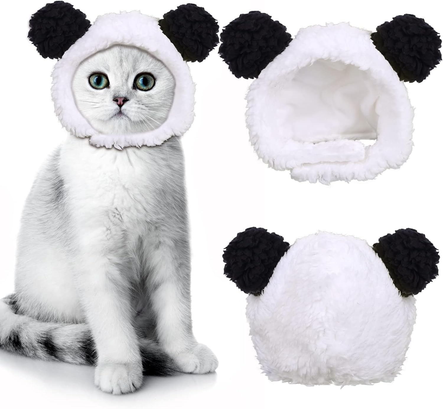 Cat Hat Winter, Cat Hat Plush Cat Hat Adjustable Dog Hat for Cat Clothing Accessories, Cat Accessories (Black White)