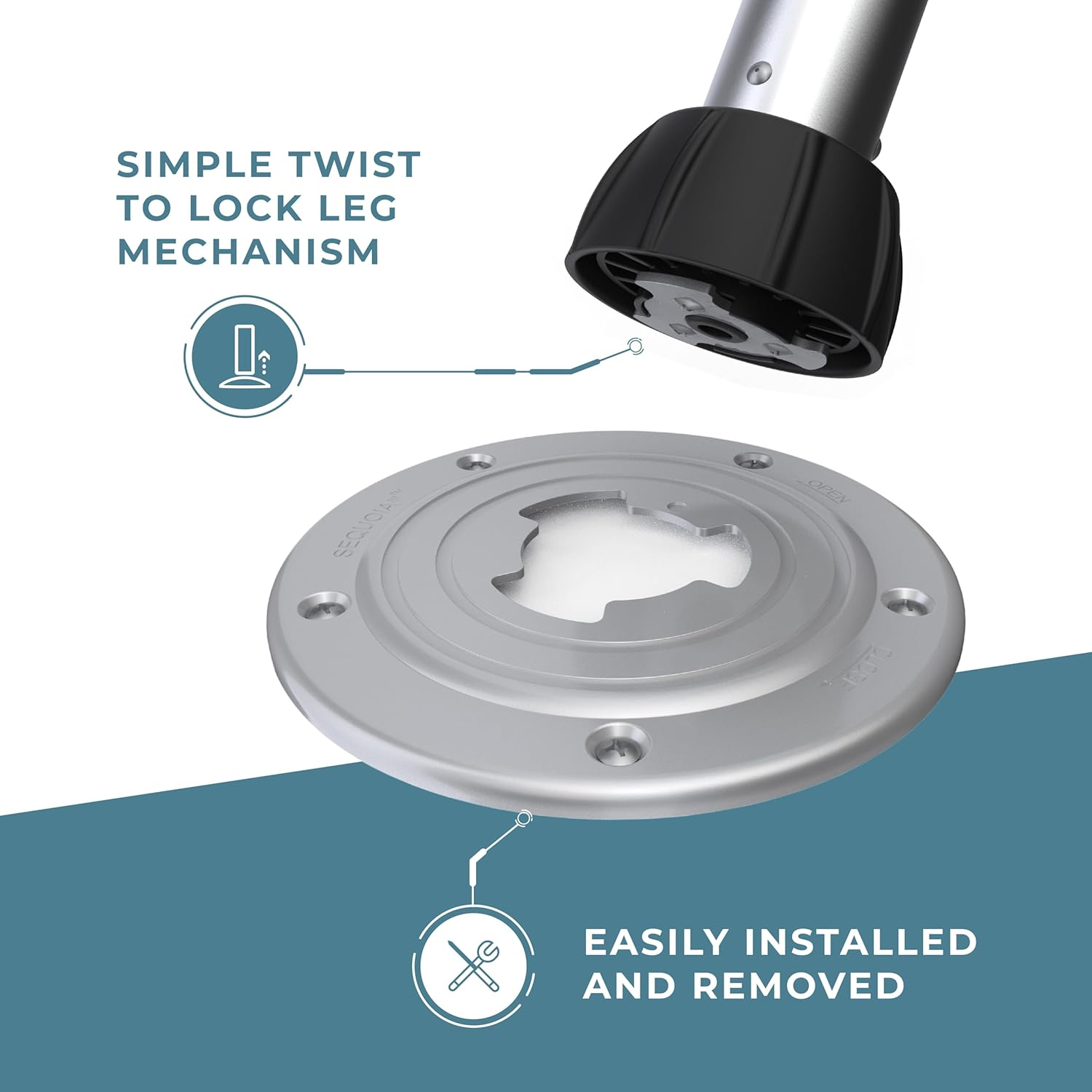 Manufacturers' Select ITC Silver Sequoia III Table Leg System for RV or Boat (25.5") TL4002C-25.5 (B09TBK319N)