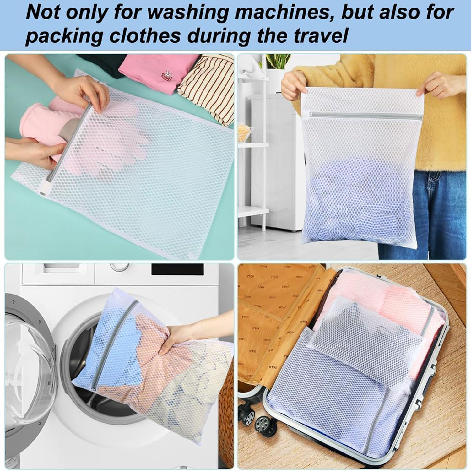 3Pcs Mesh Laundry Bags for Delicates, Durable and Gentle Lingerie Bags for Washing Delicates, Reusable Wash Bag Travel Organization Bag, 3 Sizes(1 Large, 1 Medium, 1 Small)