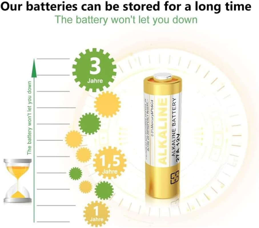 10PC 27A 12V Alkaline Battery, A27S MN27 L828 A27 12V Battery Long-Lasting for Key, Car Alarms, GPS Trackers Alkaline Batteries image number 3