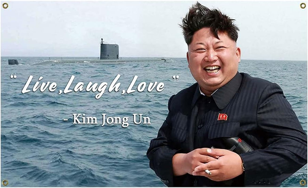 Kim Jong Un Flag Live Laugh Love 3 X 5 Feet Polyester Banner Dorm Banner with Four Brass Grommets for College Party Indoor and Outdoor Decorations image number 3