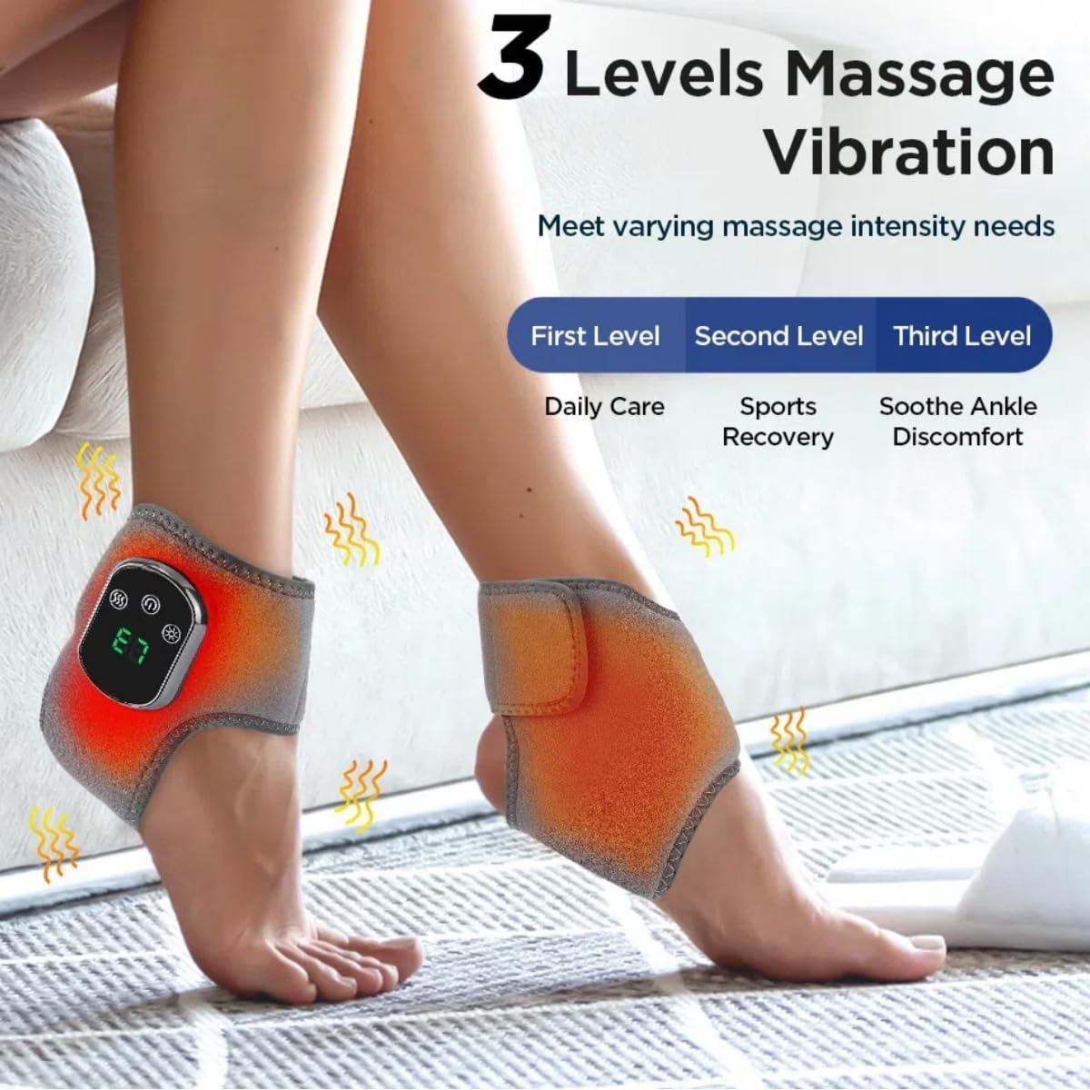 Electric Ankle Heating Brace, USB Powered, 3 Heat Settings, Auto Shut Off