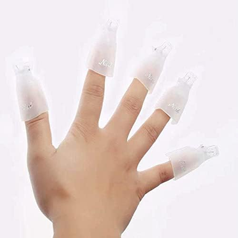 HIGHROCK 10Pcs Acrylic Nail Art Polish Remover Wrap Cleaner Superior Clip Caps (WHITE)