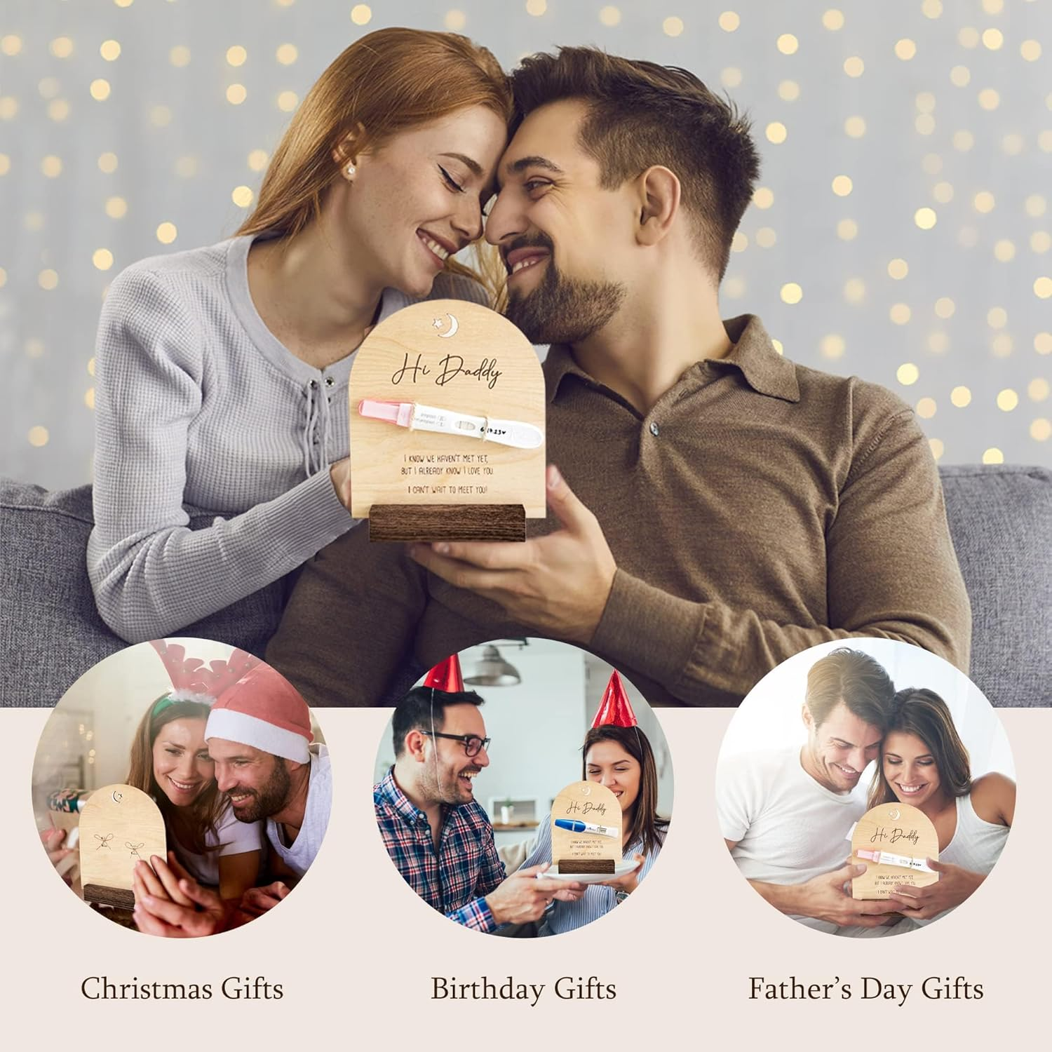 Pregnancy Announcement for Dad- Hi Daddy Pregnancy Test Keepsake Wooden Sign- Baby Surprise Announcement Ideas, Pregnancy Reveal to Husband image number 5