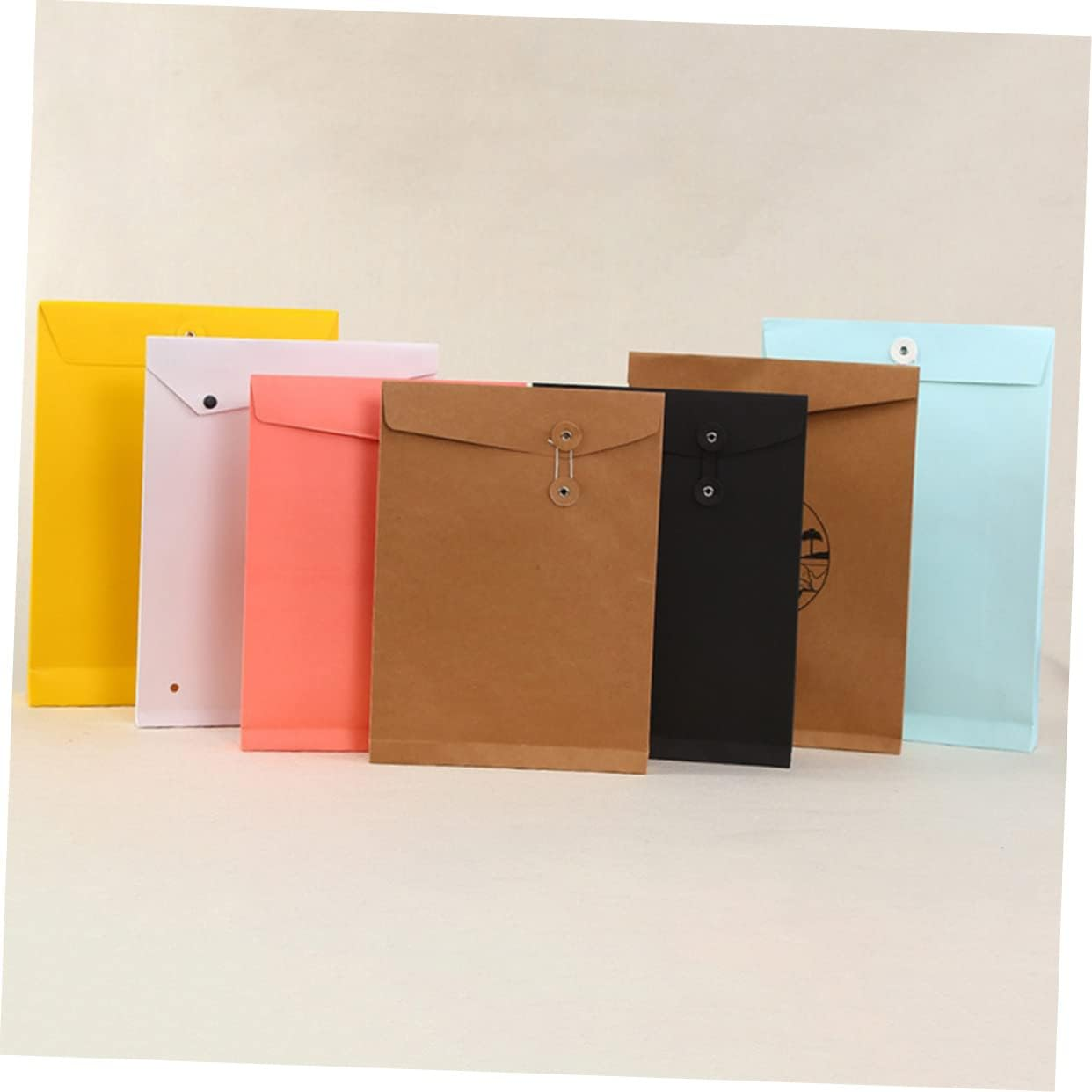 ARTIBETTER 6Pcs A4 Kraft Paper File Bag Document Carrier with Square Bottom 24X34X4Cm Vertical Paper Organizer Suitable for Office Business Storage image number 5