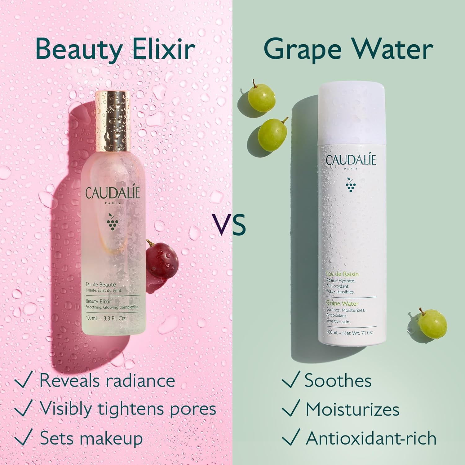 Caudalie Beauty Elixir Face Mist: Toner That Tightens Pores + Reduces Dullness + Sets Makeup - 100 Ml image number 1