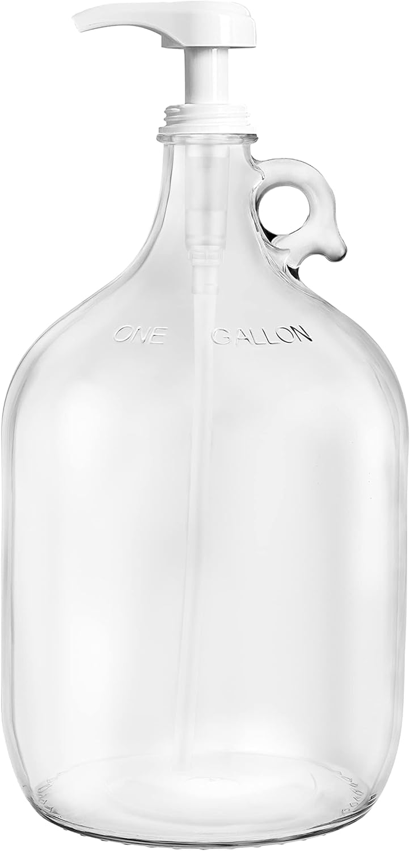 Kitchentoolz Gallon Glass Pump Dispenser Bottle, Large Jug Laundry Liquid Detergent Dispenser with Pump for Laundry Room Organization, Soap, Fabric Softener, Commercial Condiment Dispenser- 128 Oz image number 2