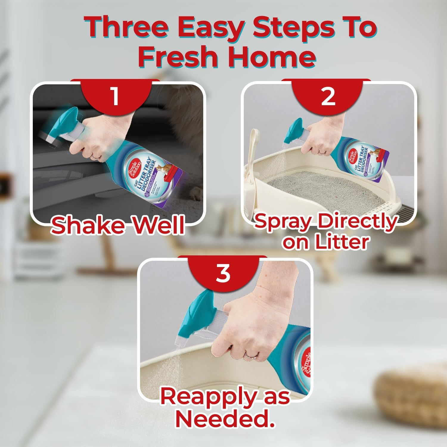 Simple Solution Pro-Bacteria Cat Litter Deodoriser Spray 500Ml - 40 Tray Treatments, Odour Eliminator image number 4