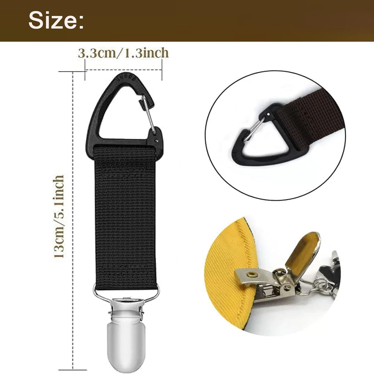 4 Pack Travel Hat Clip Elastic Hat Holder for Purse Hands-Free Bag Accessory for Traveling Bags Backpacks Purses Luggage Outdoor Travel Accessory, Black, Khaki, One Size image number 1