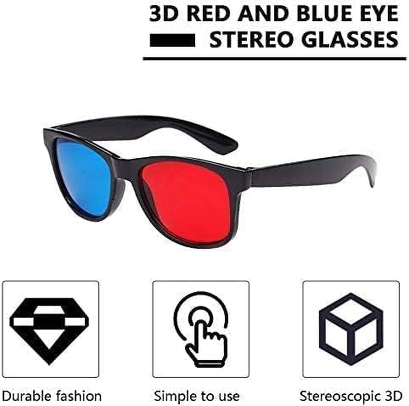 4Pcs Red and Blue 3D Glasses Universal TV Movie Dimensional Video Frame 3D Glasses DVD Game Glass 3D Style Glasses for 3D Movies Games,Light Simple Design,3D Viewing Glasses for Movies and Games image number 2