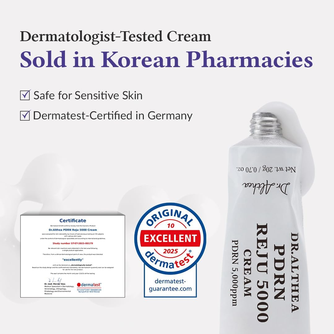 Dr.Althea PDRN Reju 5000 Cream | Biome PDRN Cream for Irritated, Sensitive Skin | Soothing Face Moisturizer with Panthenol and Centella | Korean Vegan Skin Care for All Skin Types, 20Ml image number 2