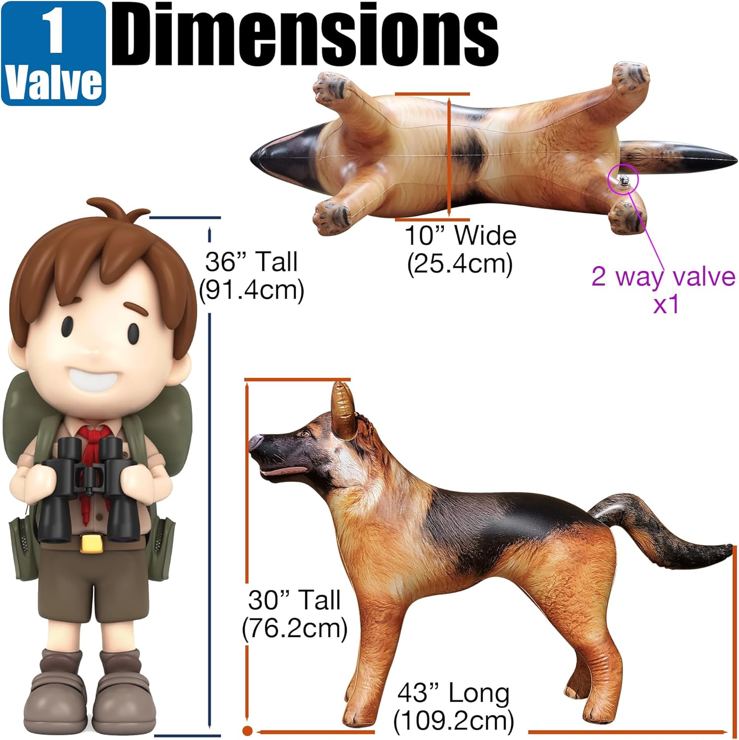 Jet Creations An-Shepherd German Shepherd Dog K9 Police Dog Inflatable Air Stuffed Animal Size 41 Inch image number 6