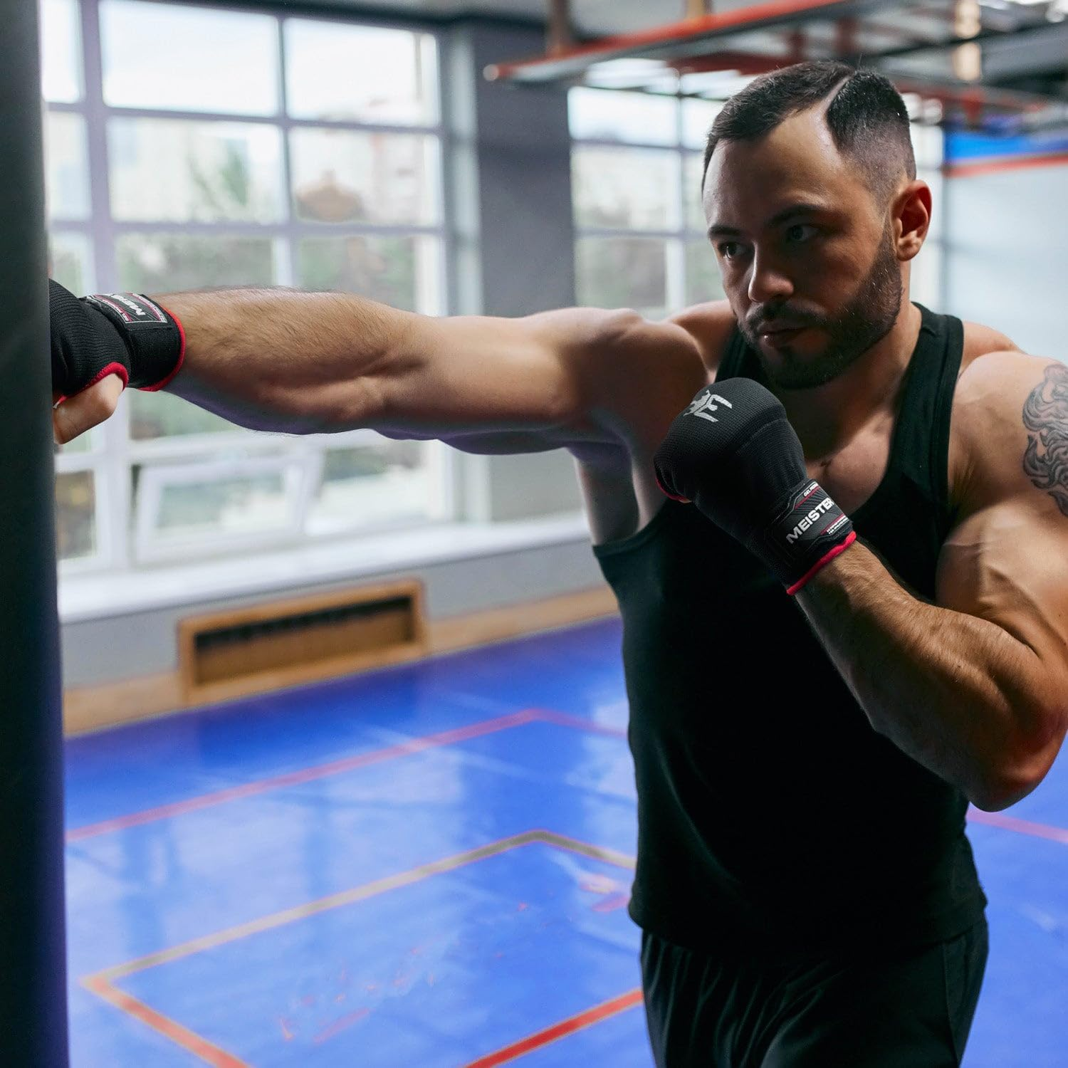 Meister MMA Gel-Padded Prowrap Hand Wraps (Pair) - Boxing, MMA, Training/Sparring - Black image number 1