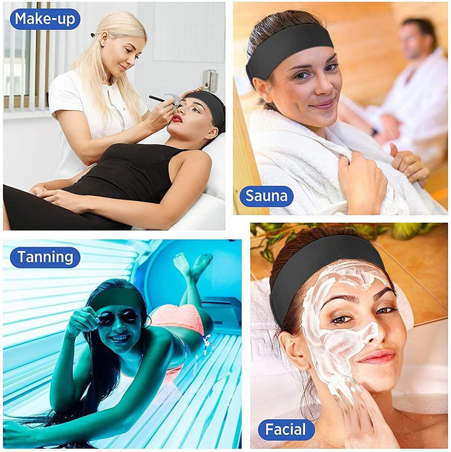 Acycoin2A 100 Ct. Disposable Stretchable Headband with Closure for Spa Facial Treatment Non-Woven Individually Wrapped Hair Wrap image number 5