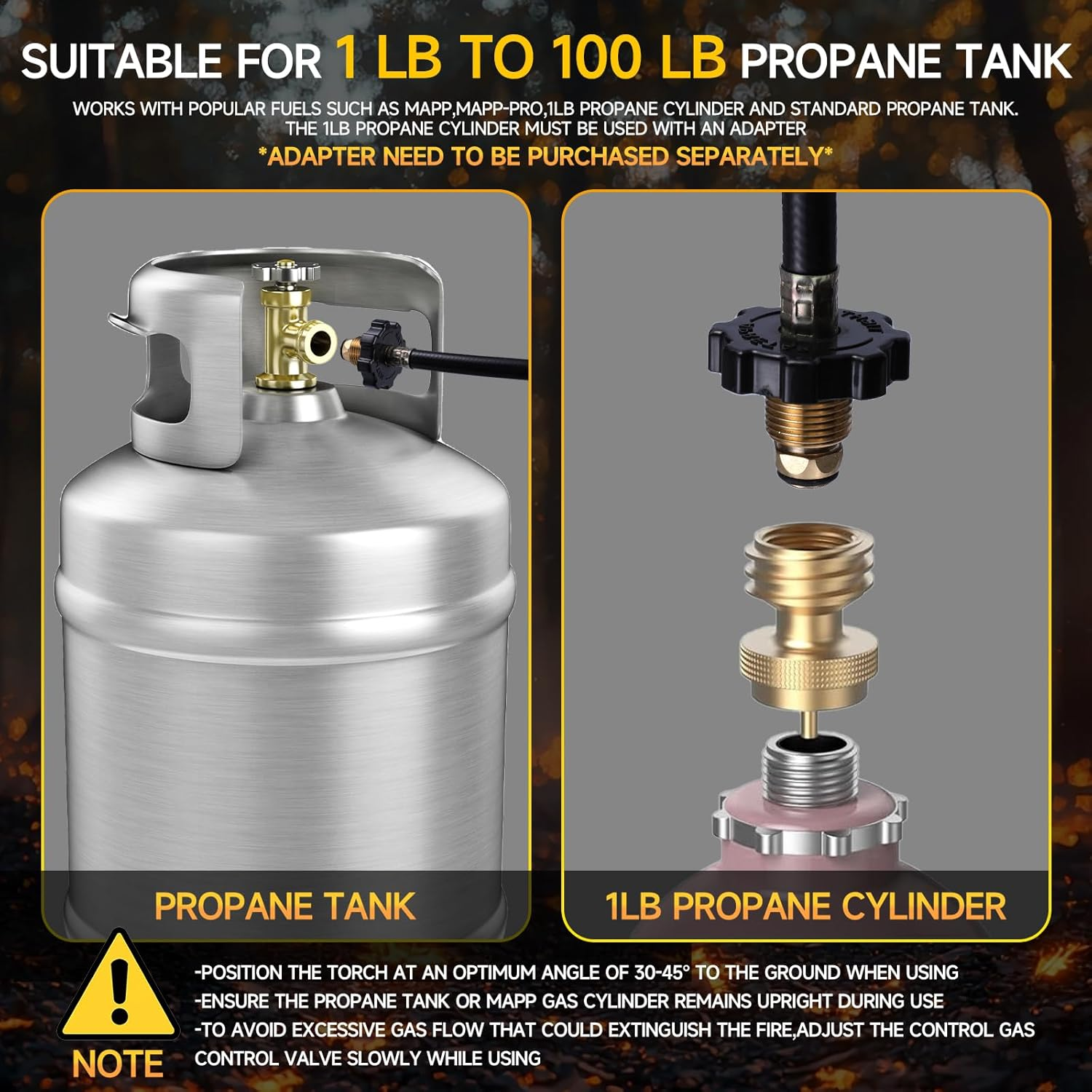 Soiiw Propane Torch Weed Burner Kit,Weed Torch 1,200,000 BTU Blow Torch, Flamethrower with Turbo Trigger and 10 FT Hose for Flame Weeding,Roofing, Melting Ice Snow image number 3